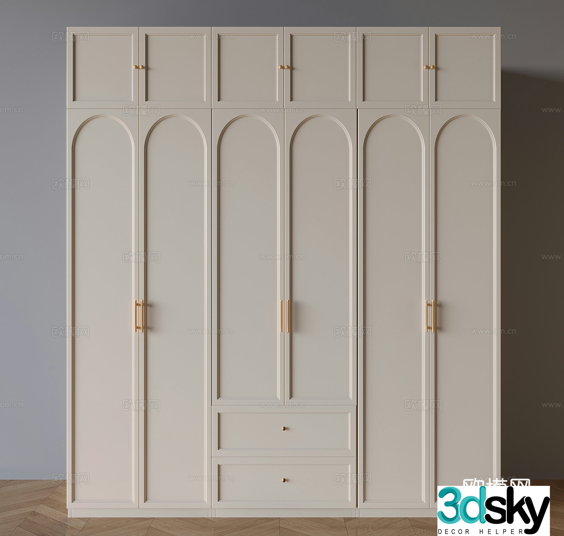Cream Trench Wardrobe Wardrobe 3d Model