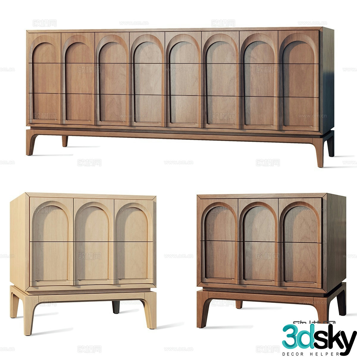 Medieval style TV cabinet bedside table side cabinet 3D model