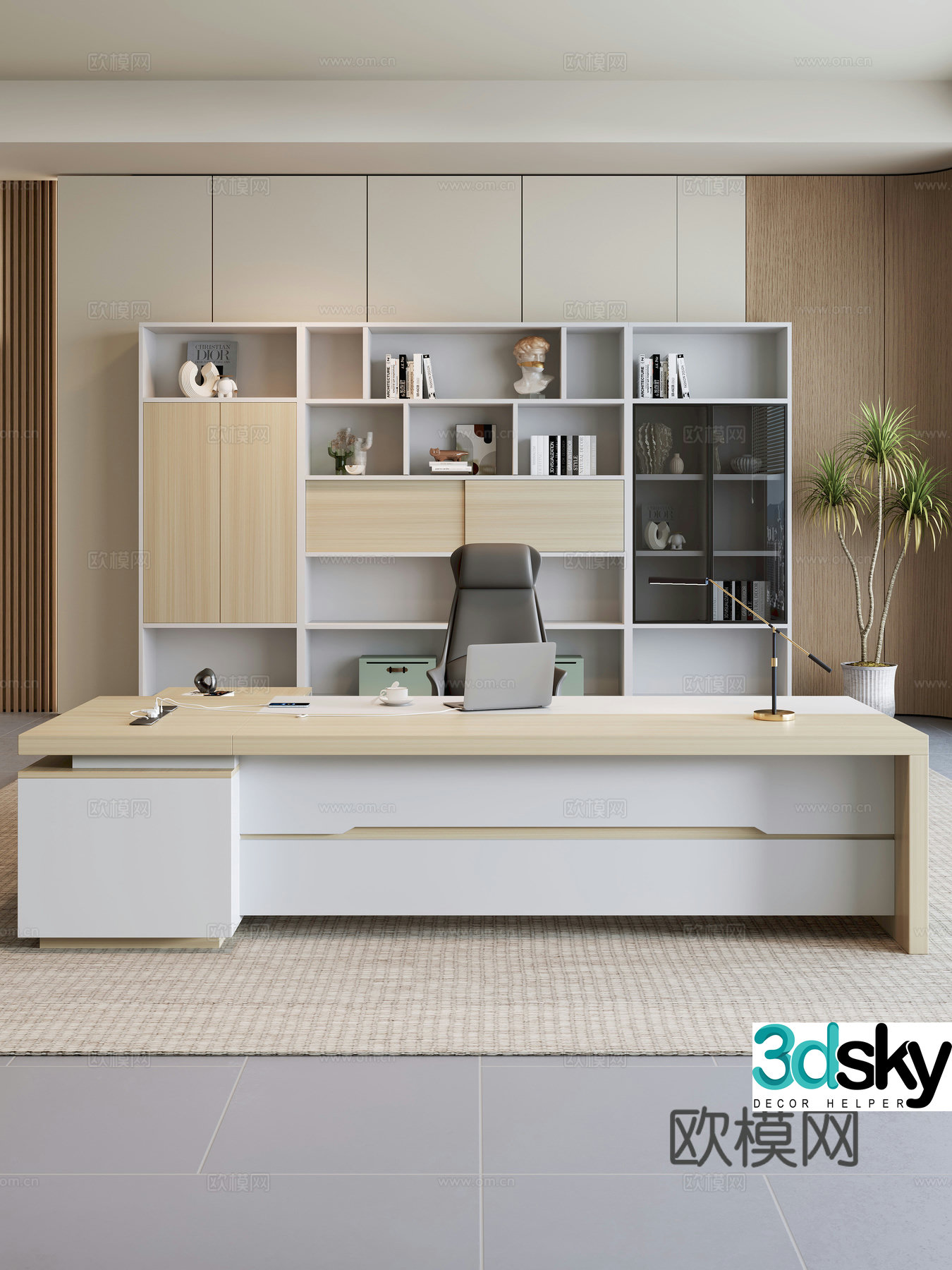 Modern desk table boss desk executive desk 3d model
