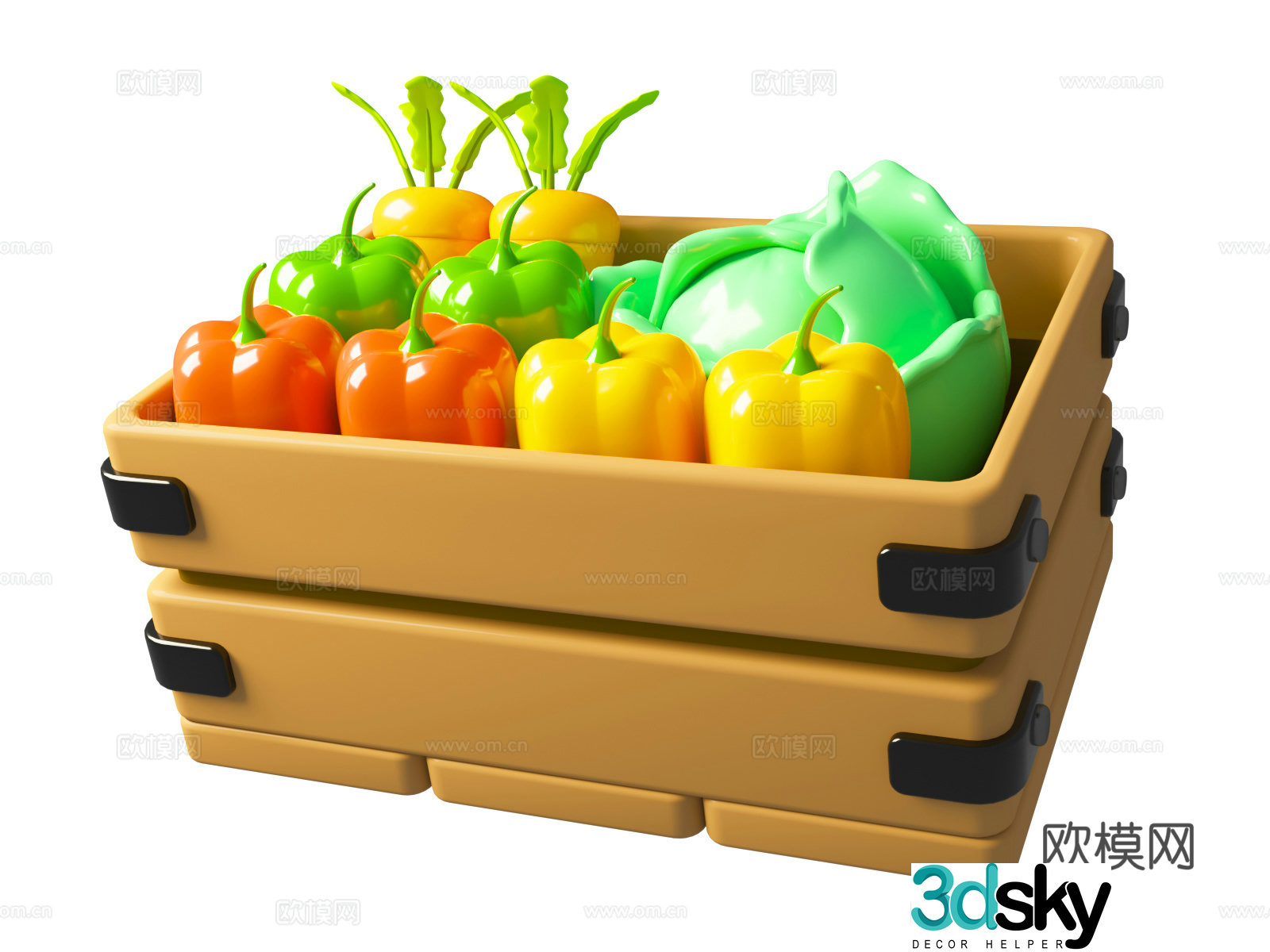 cartoon vegetable box cartoon vegetable market food theme cartoon vegetable 3d model