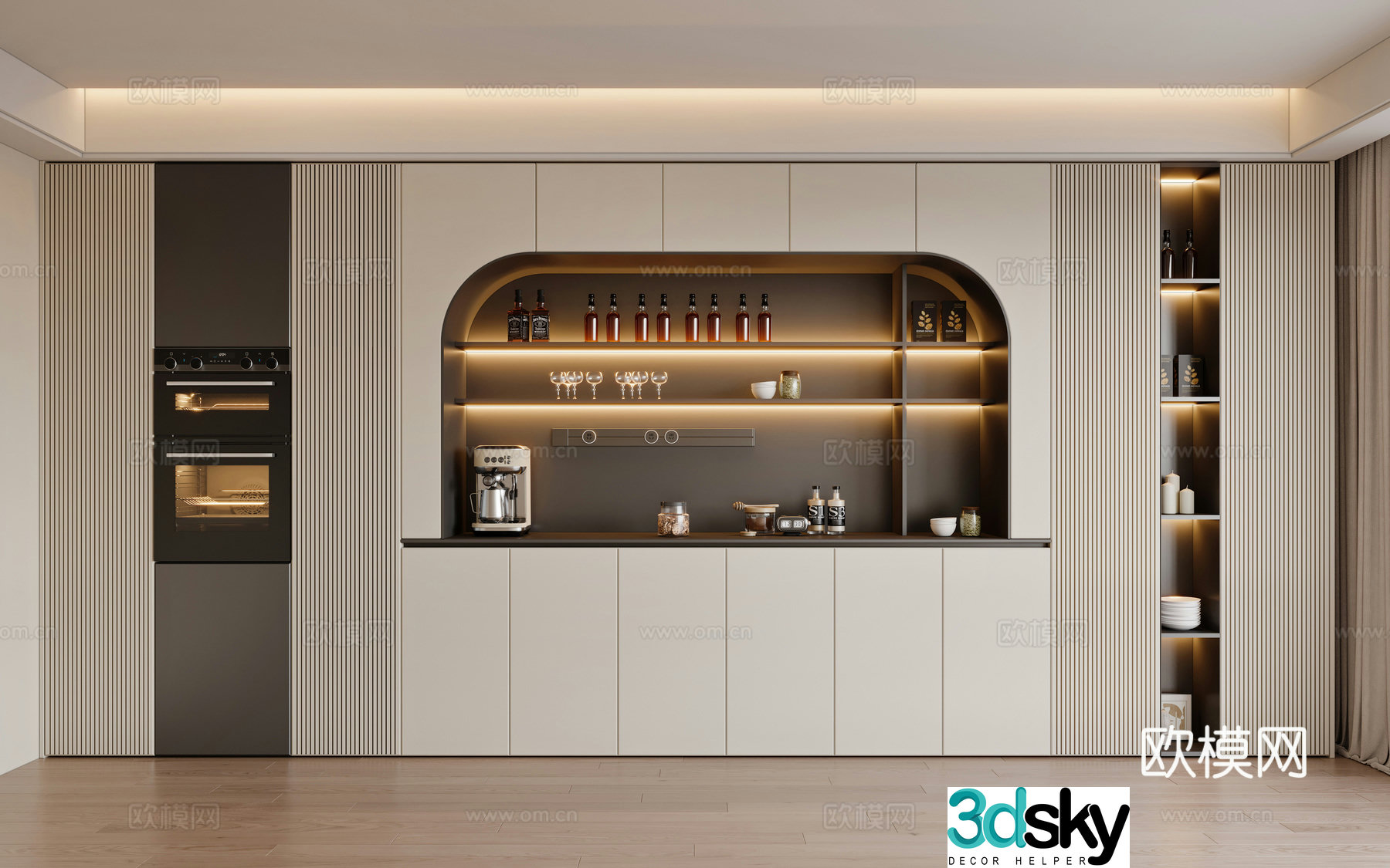 Modern wine cabinet sideboard 3D model