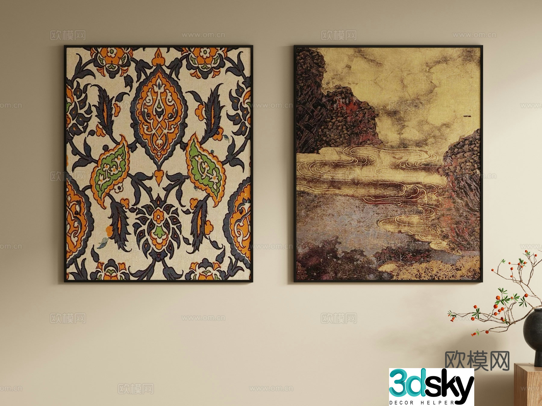 Middle-aged decorative painting Art painting Hanging painting 3D model
