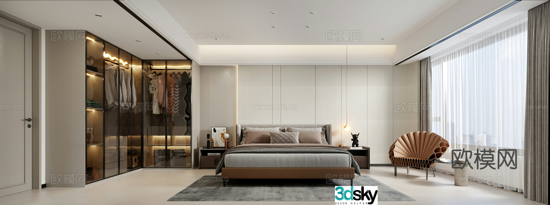 Modern bedroom master bedroom 3d model