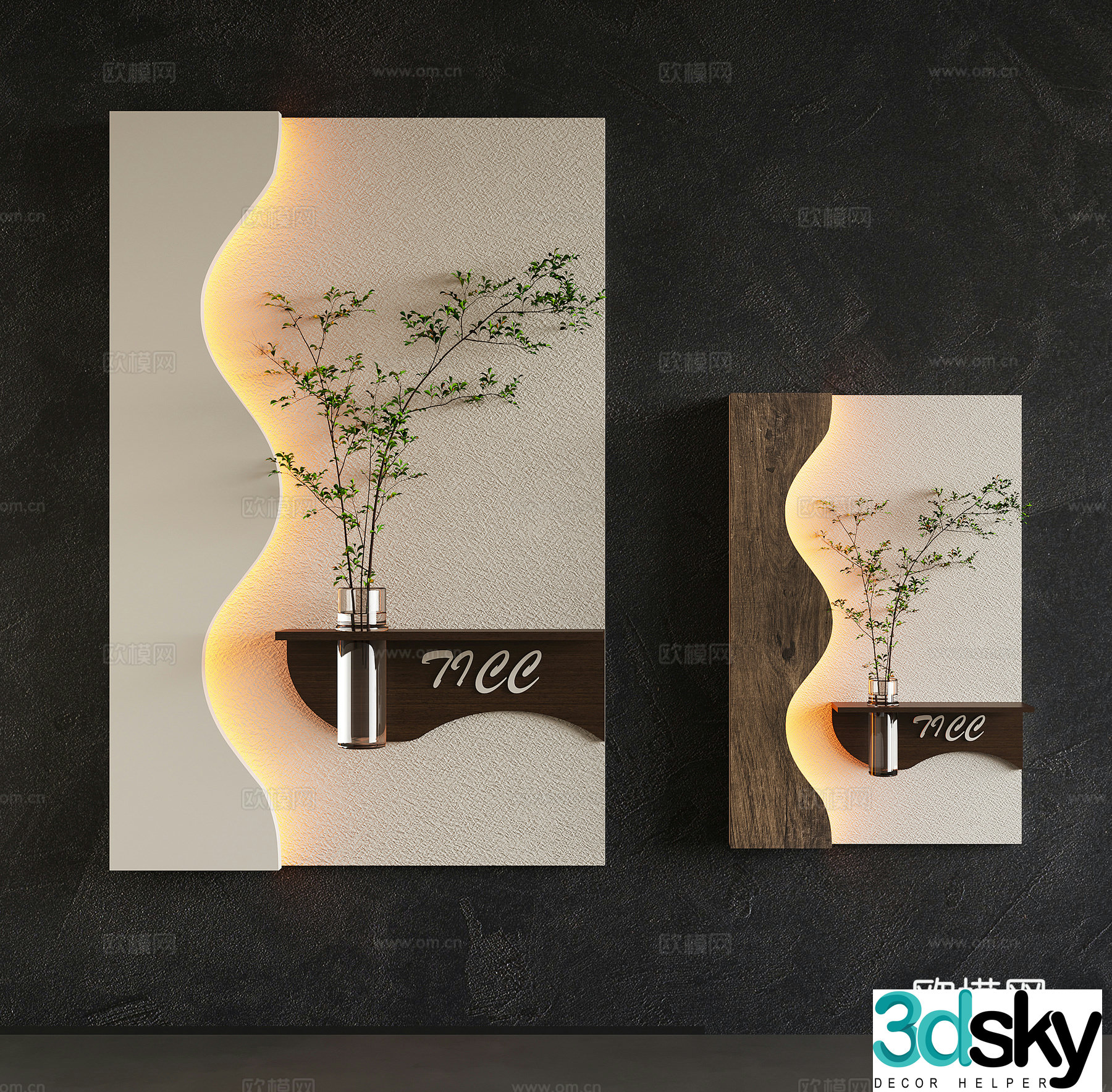 Modern three-dimensional wall decoration plant hanging 3D model