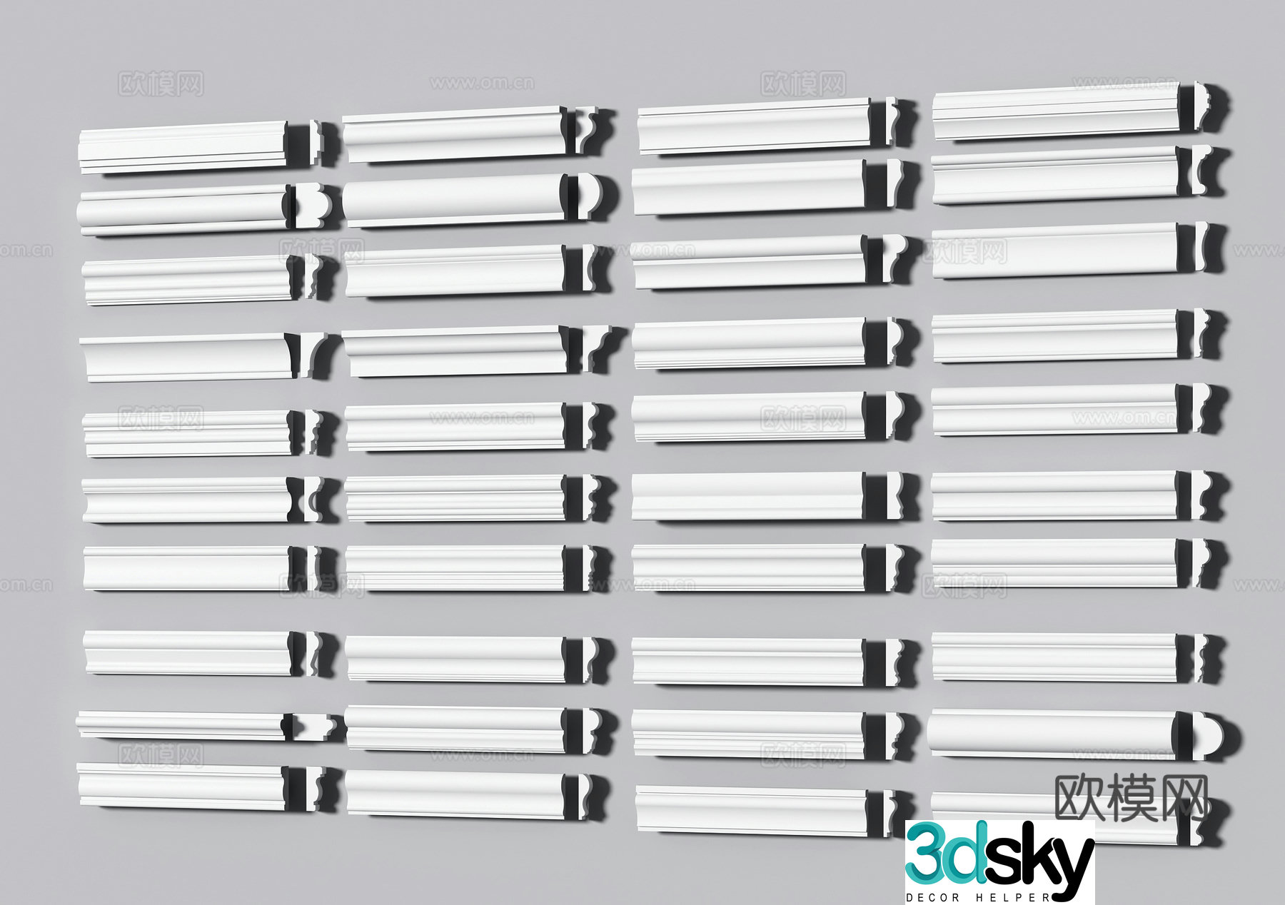 Simple European plaster lines ceiling angle lines ceiling splines skirting lines line eaves lines set line 3D model