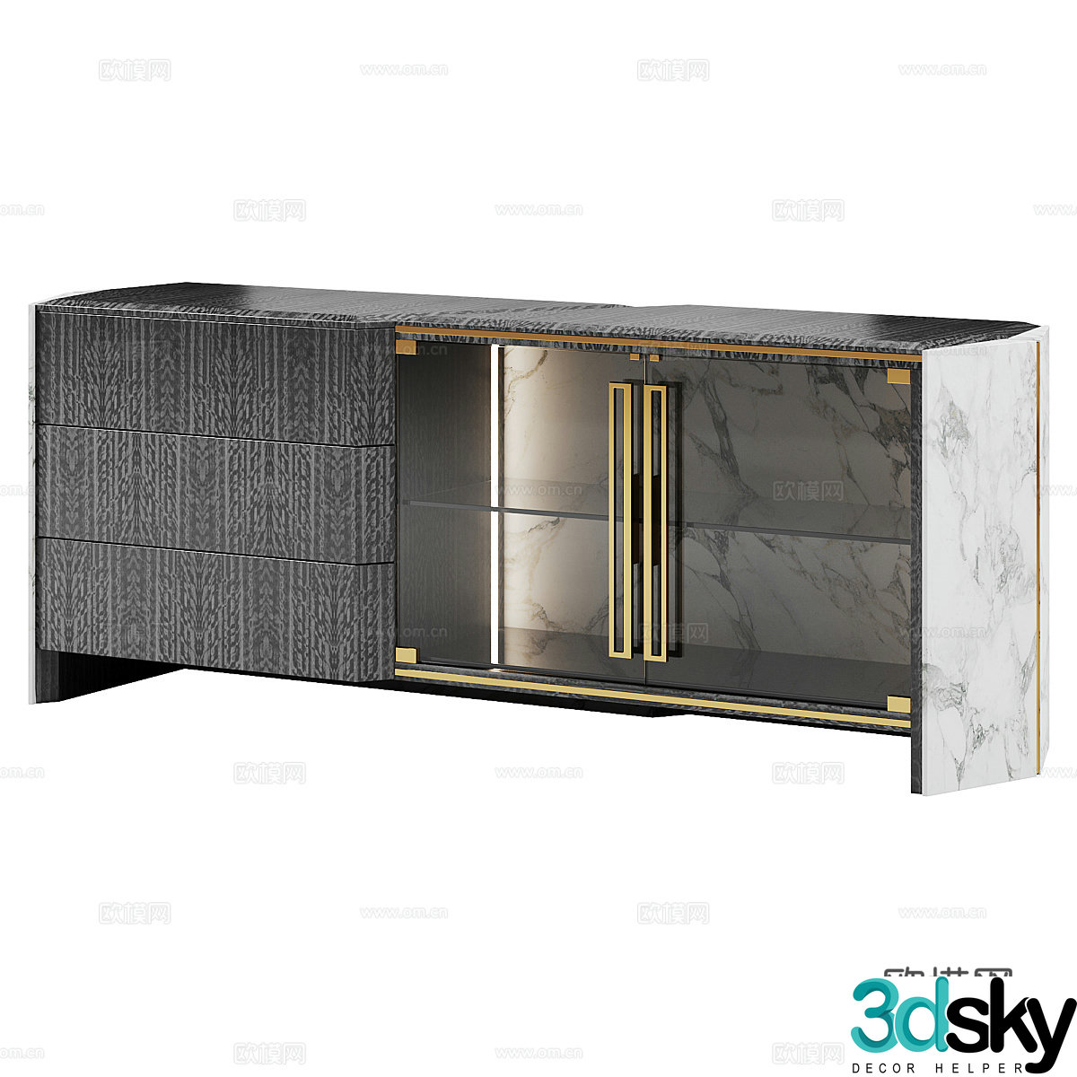 Light luxury TV cabinet 3D model