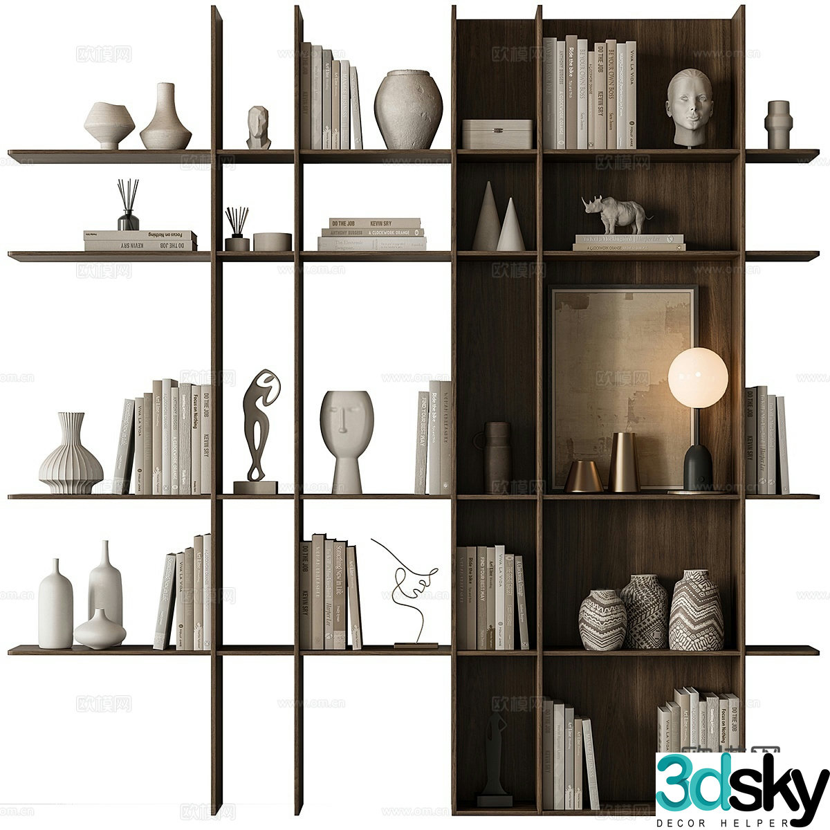 New Chinese style bookcase bookshelf 3d model