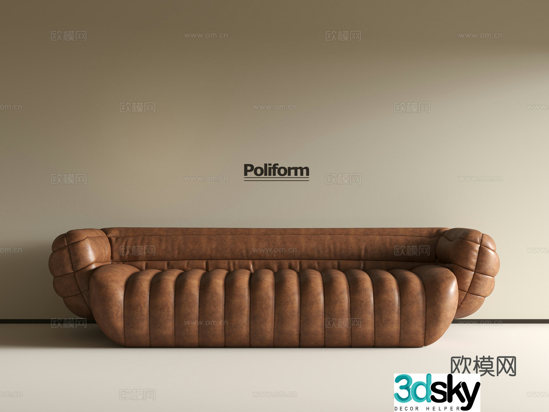 Medieval leather sofa multi-person sofa 3d model