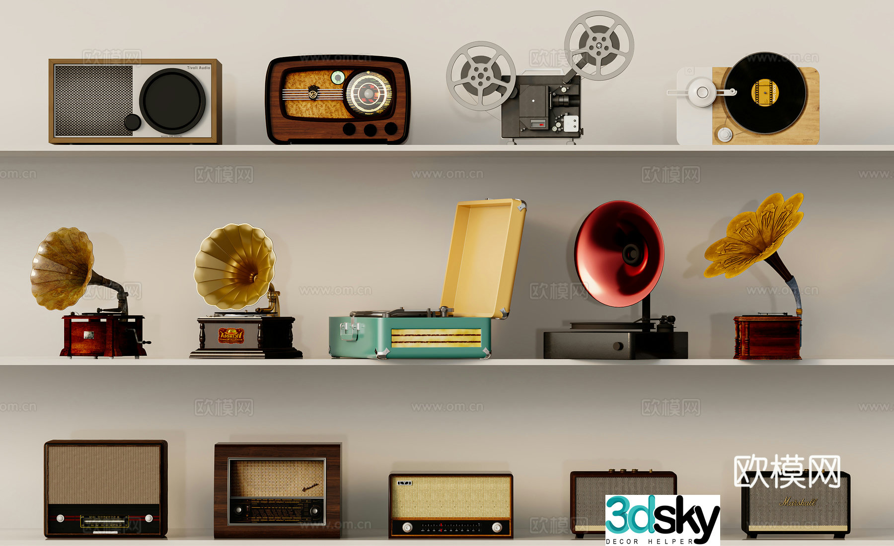 retro radio recorder retro audio 3d model