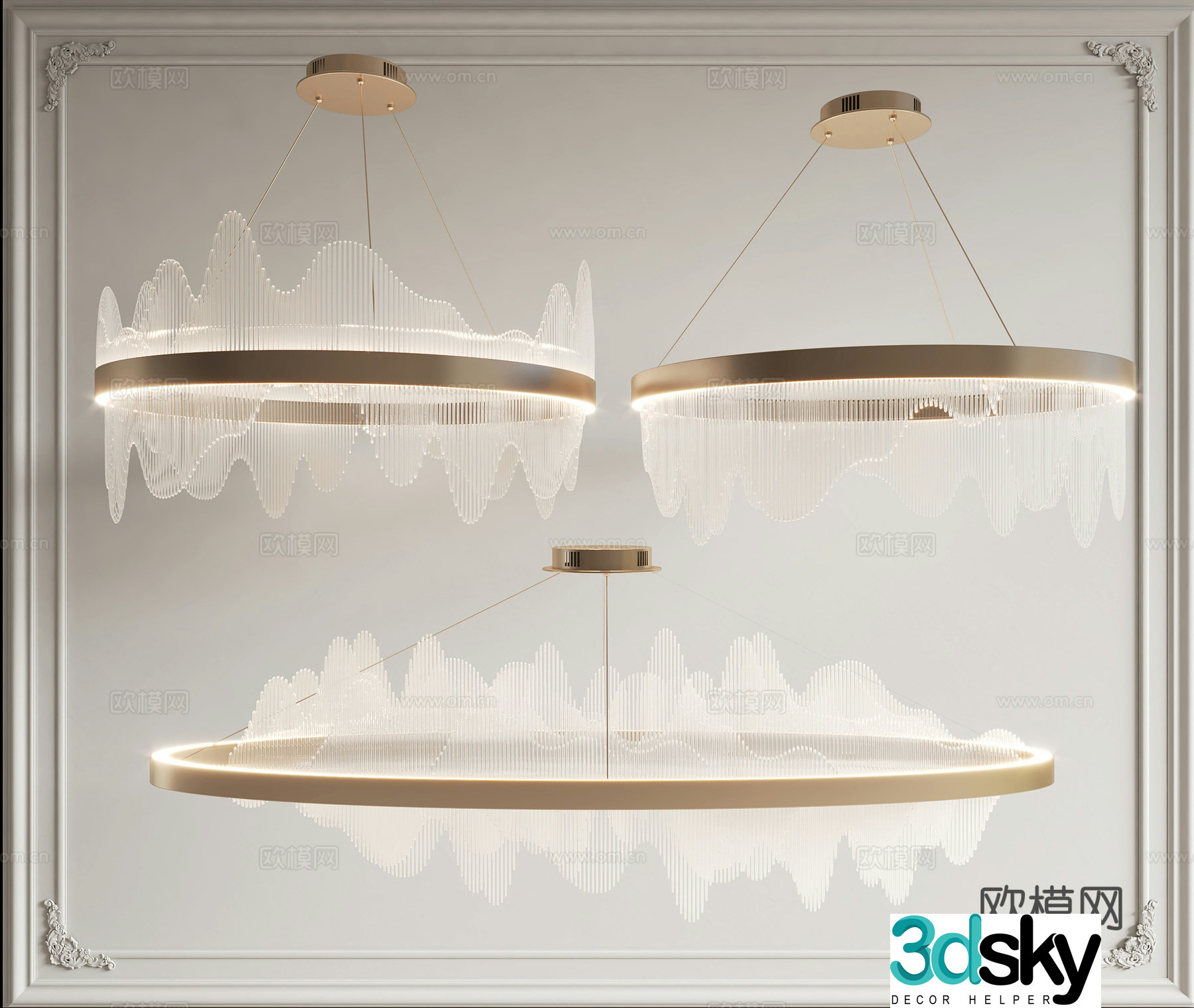 New Chinese style mountain chandelier 3d model