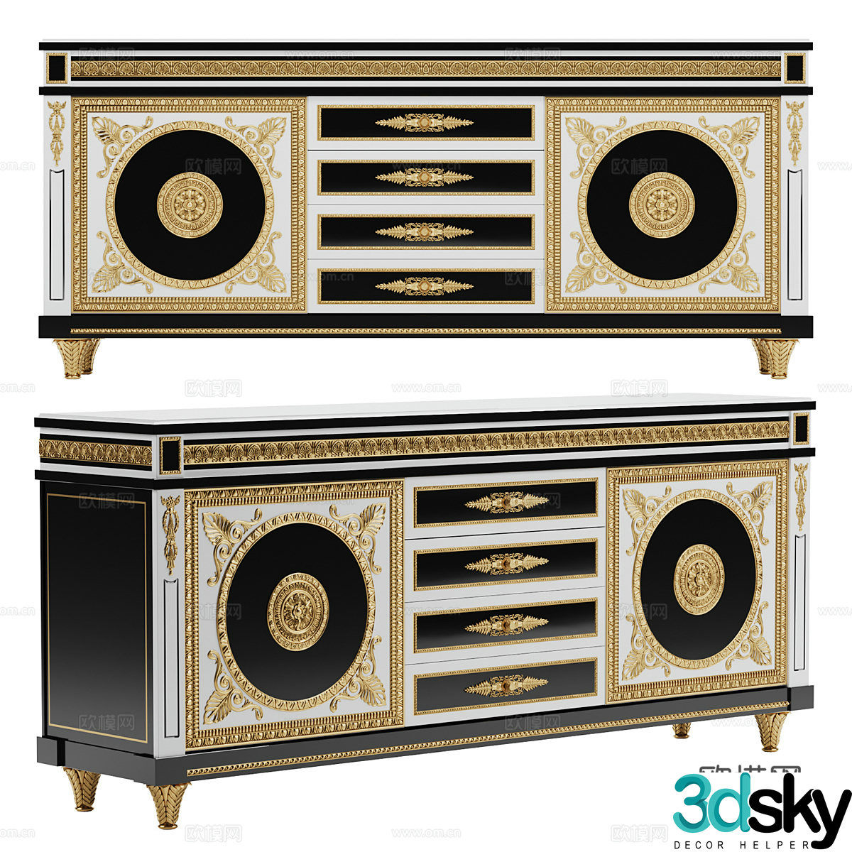 French TV cabinet 3d model