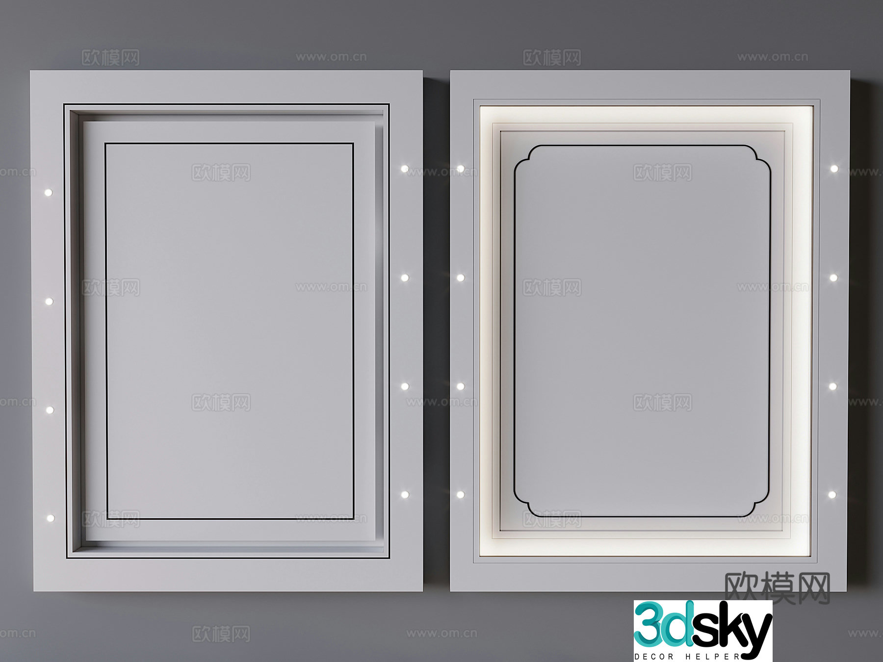 New Chinese style ceiling square suspended ceiling 3d model