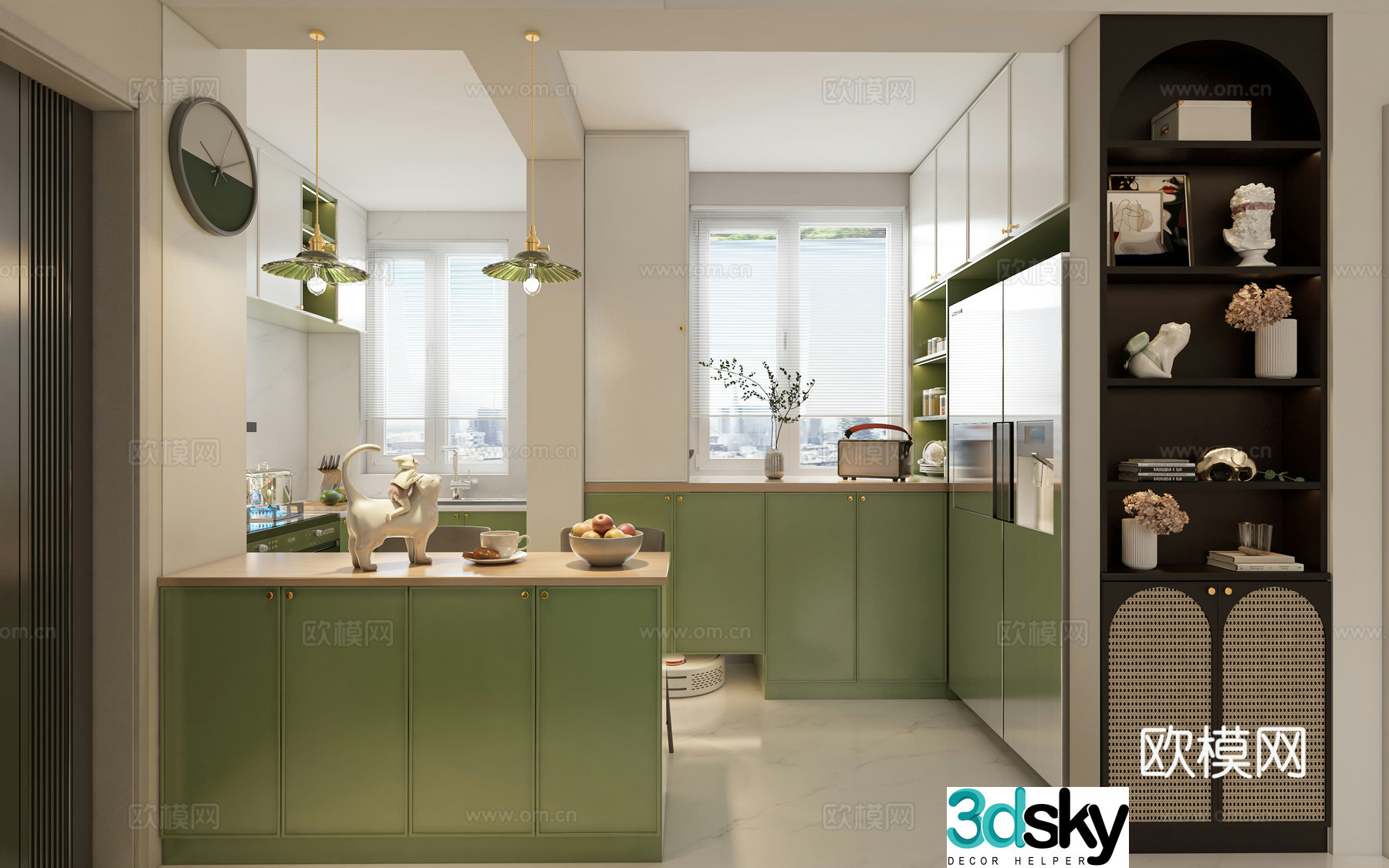 French kitchen open island kitchen 3d model
