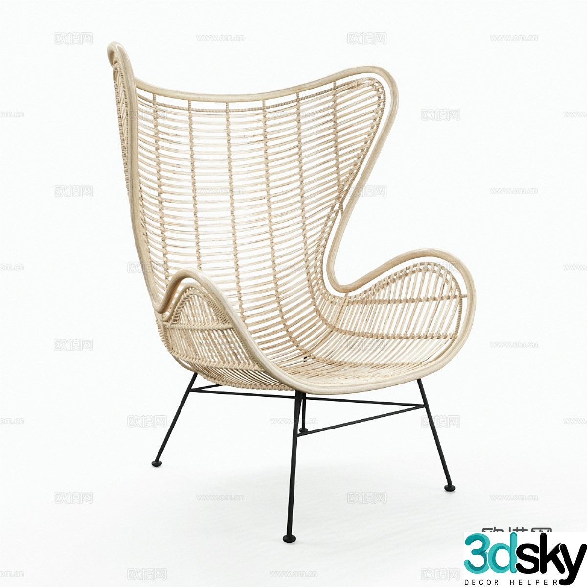 Modern outdoor chair bamboo chair leisure chair 3d model
