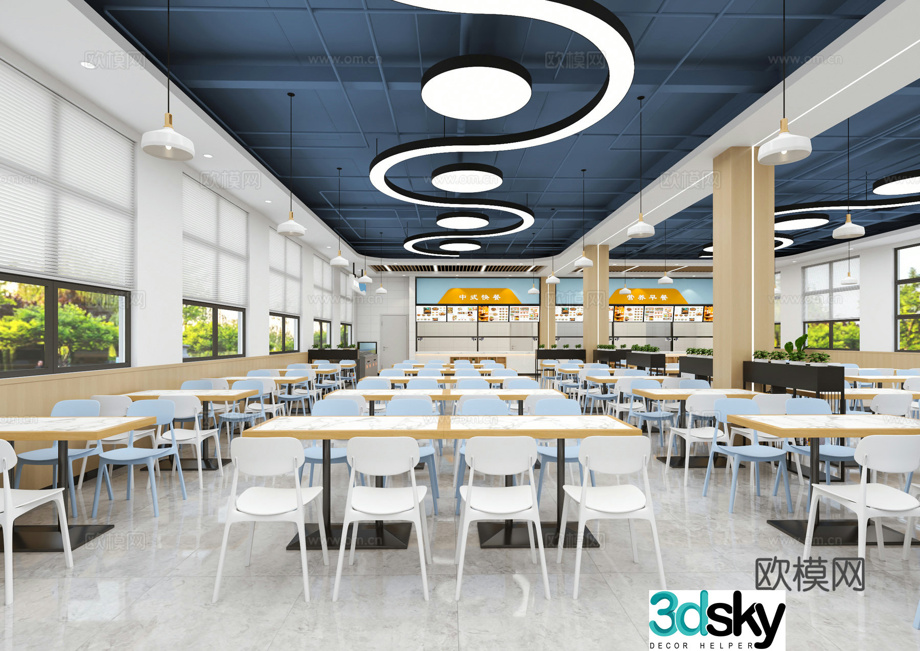 School canteen university canteen staff canteen open stall internet celebrity canteen 3D model