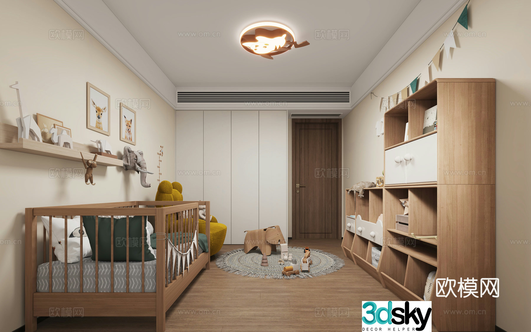 Modern children’s room crib 3d model