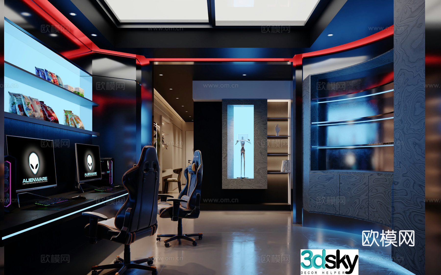 Modern entertainment room e-sports room 3d model