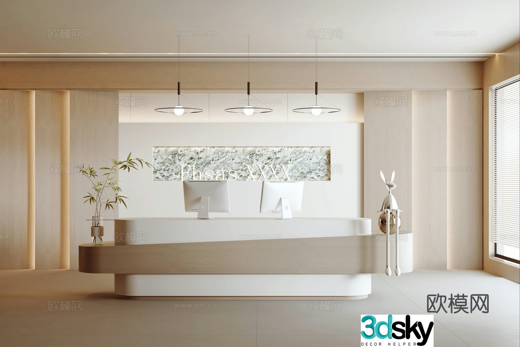 Modern office front desk 3d model