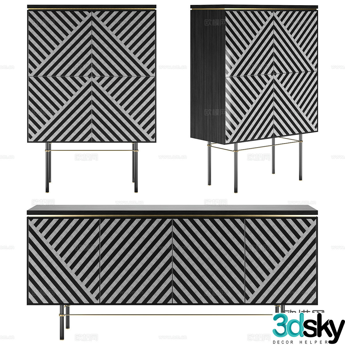 Modern TV cabinet sideboard chest of drawers 3d model