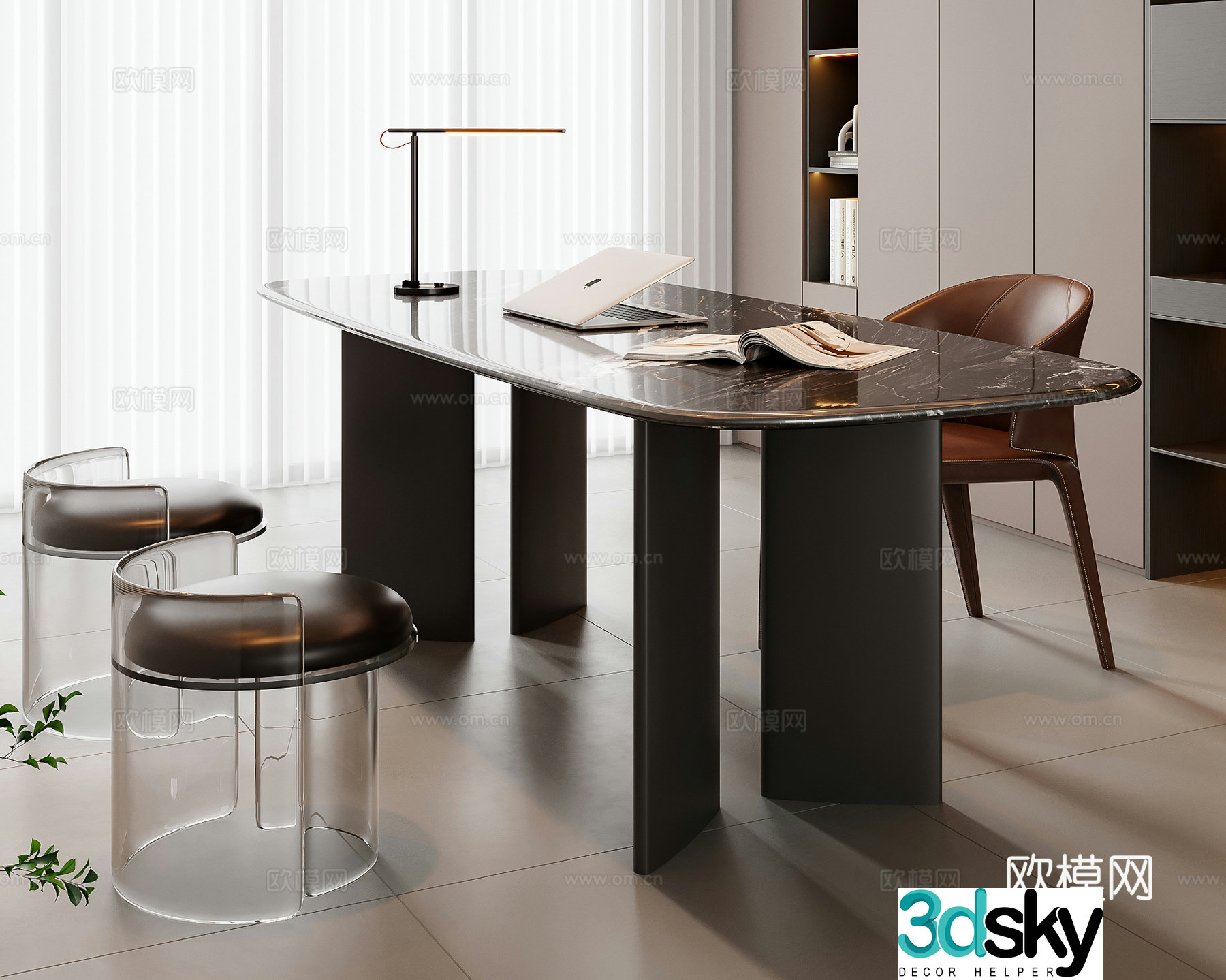 Italian desk and chair 3d model