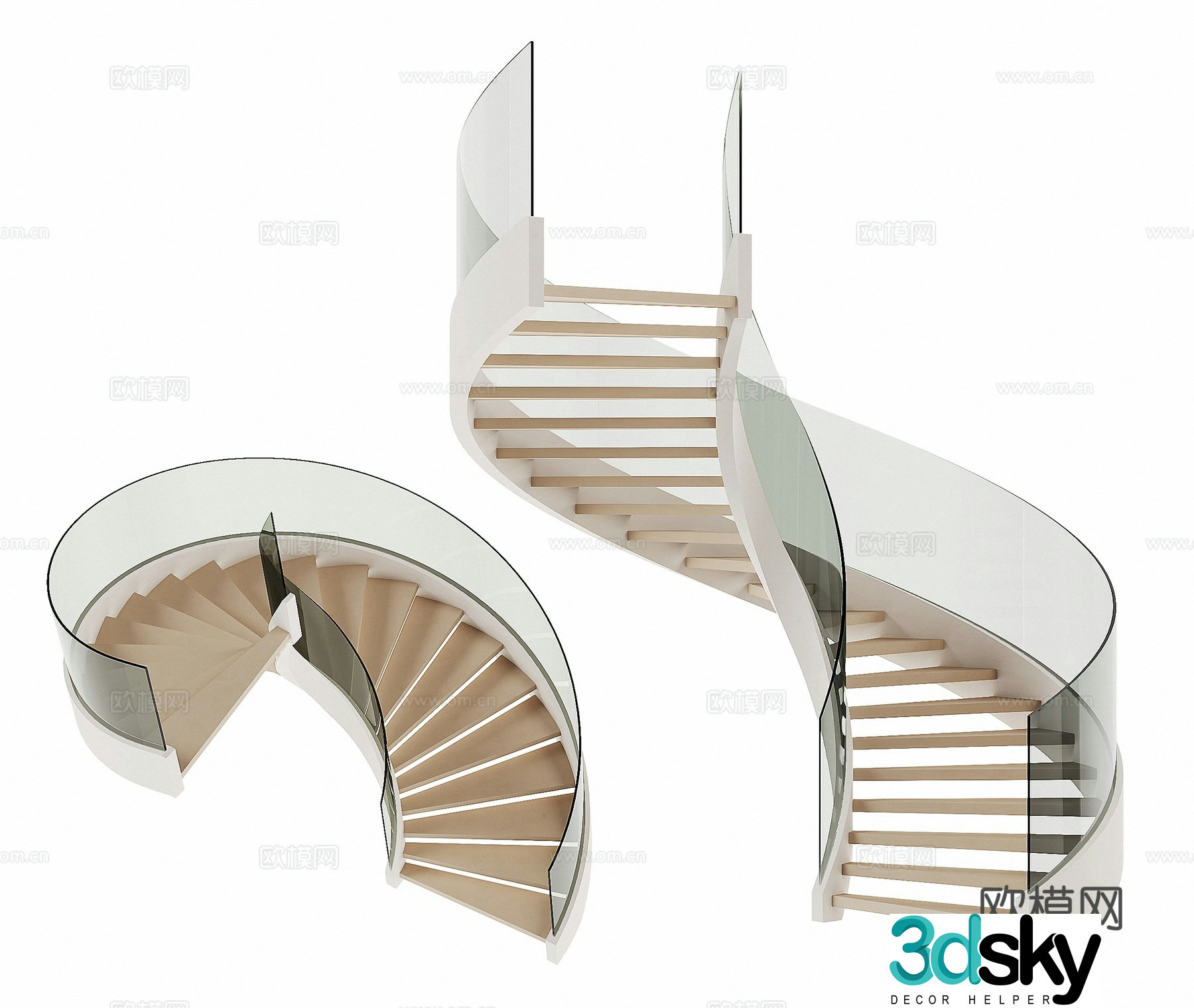 Modern spiral staircase 3d model