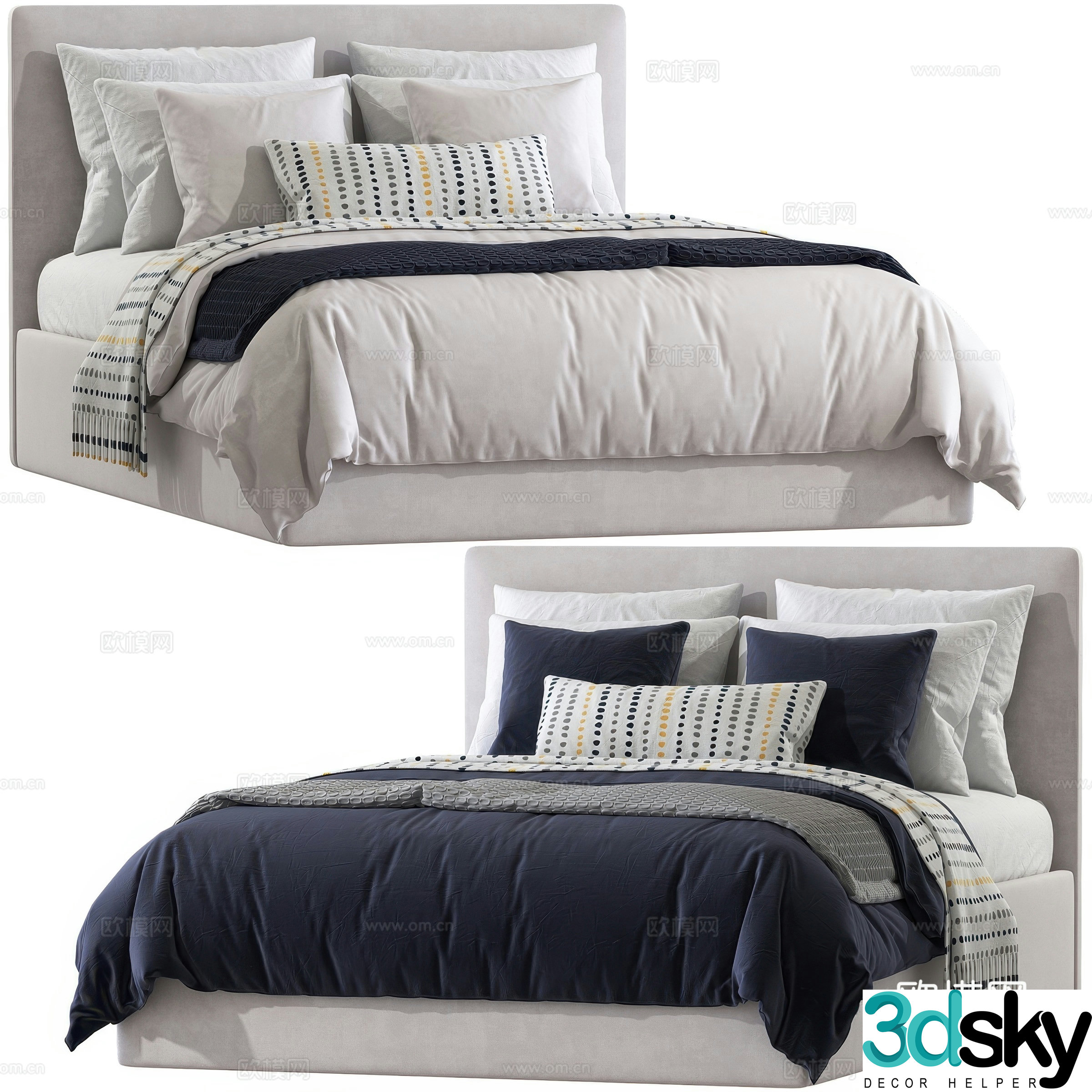 Modern double bed 3d model