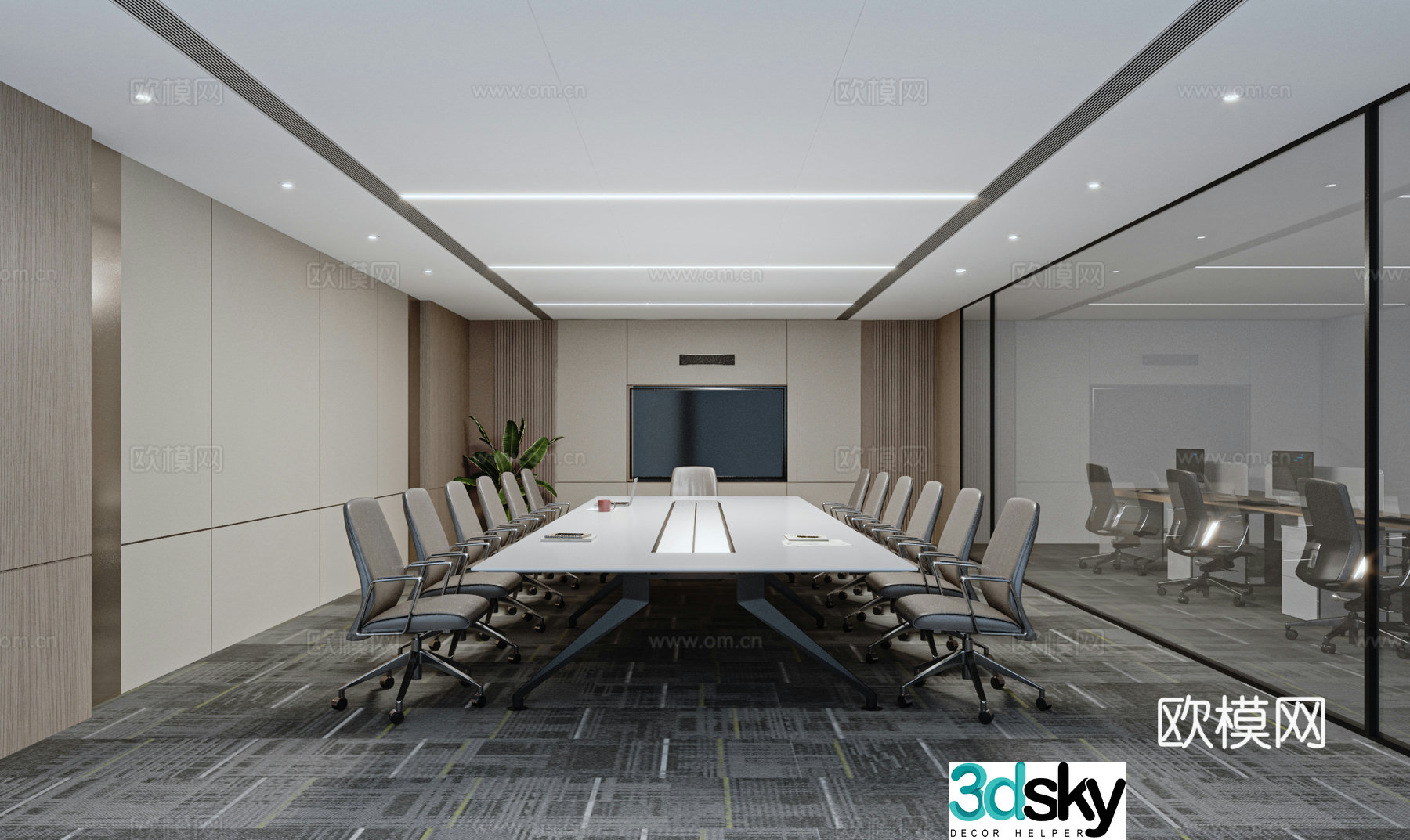 Modern conference room 3d model