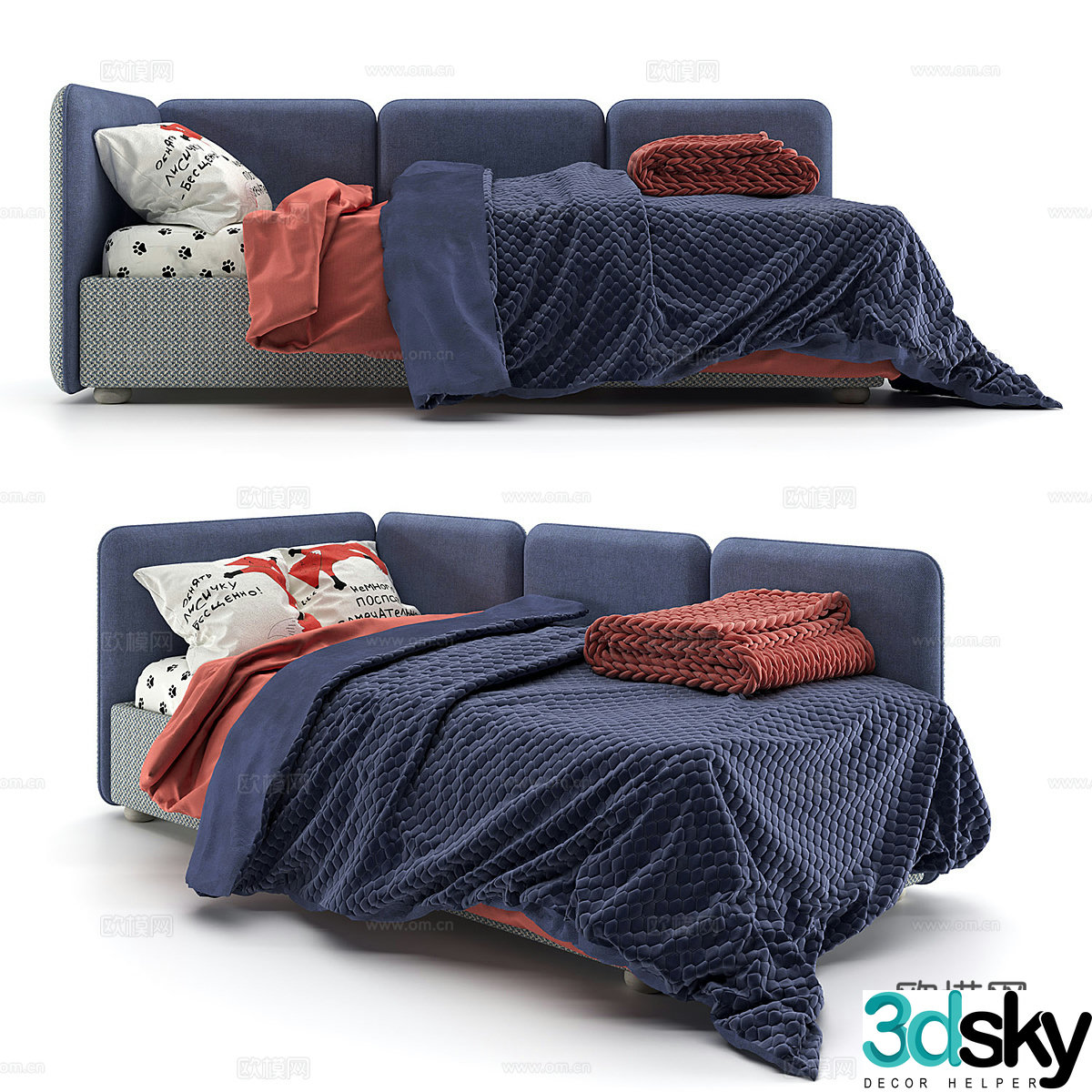 Modern children’s bed sofa bed 3d model