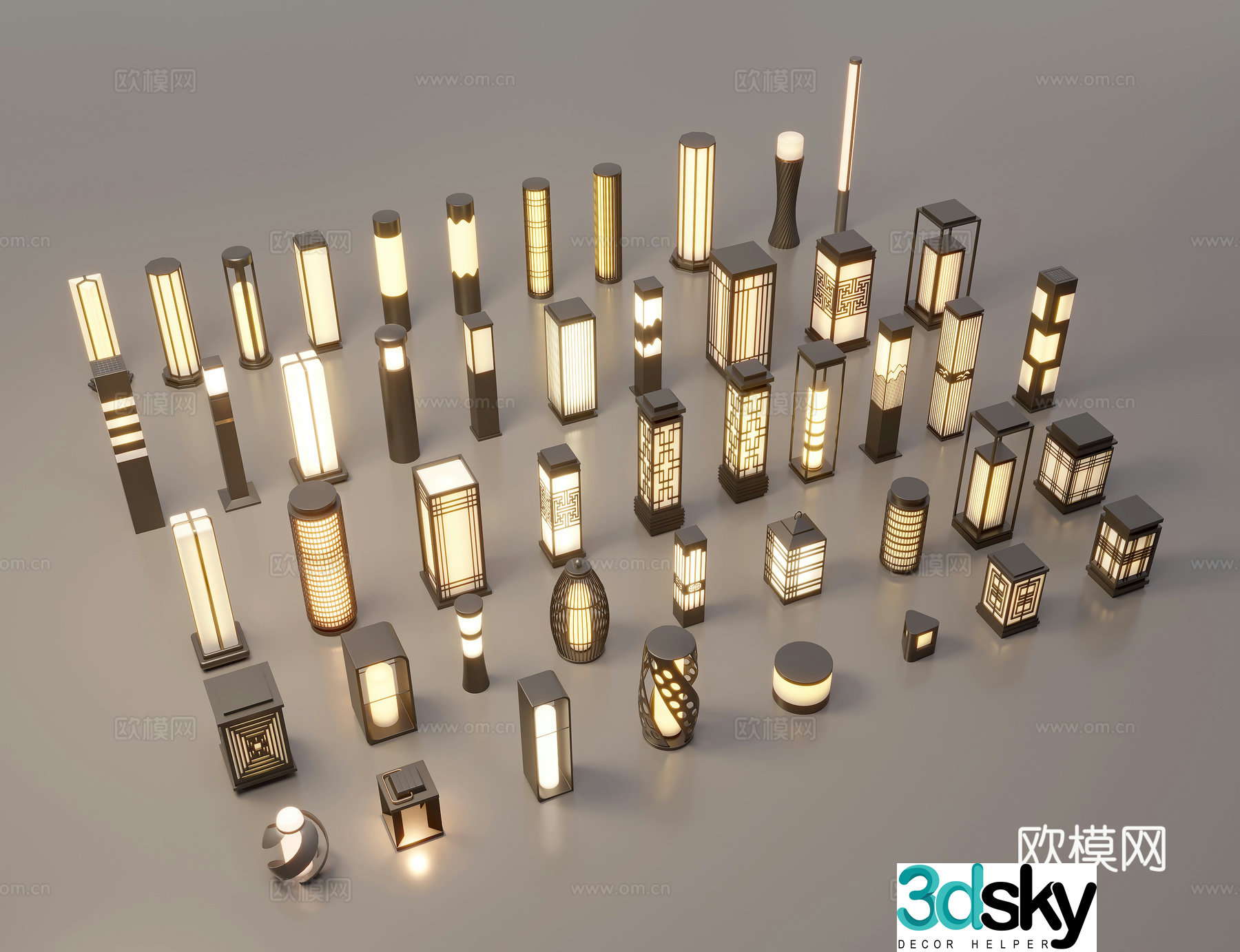 Chinese landscape lamp lawn lamp garden lamp outdoor lamp 3d model