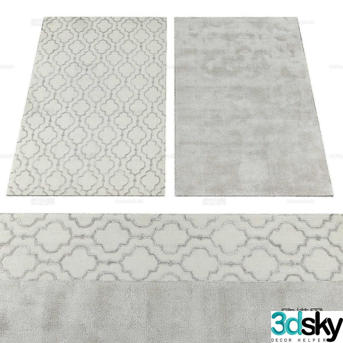 Simple European geometric pattern carpet 3D model