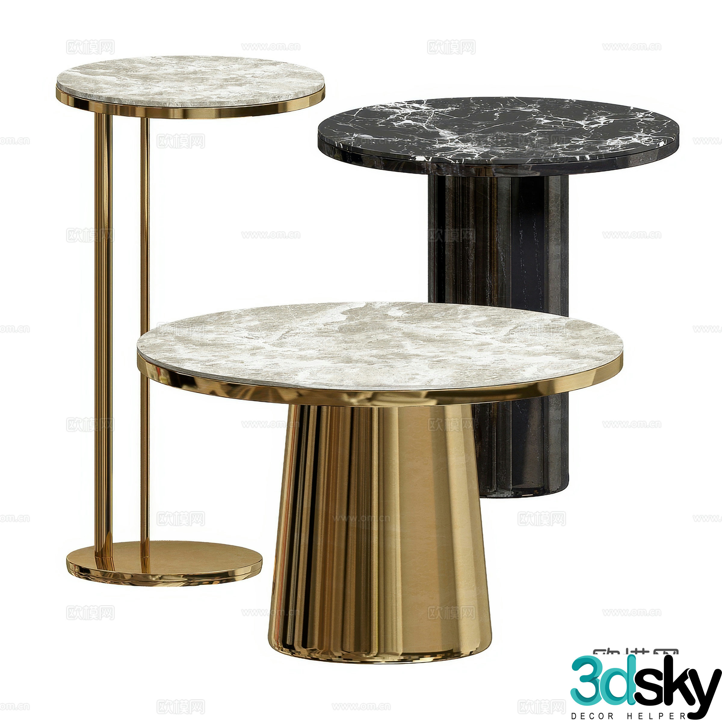 Modern round table side table 3d model