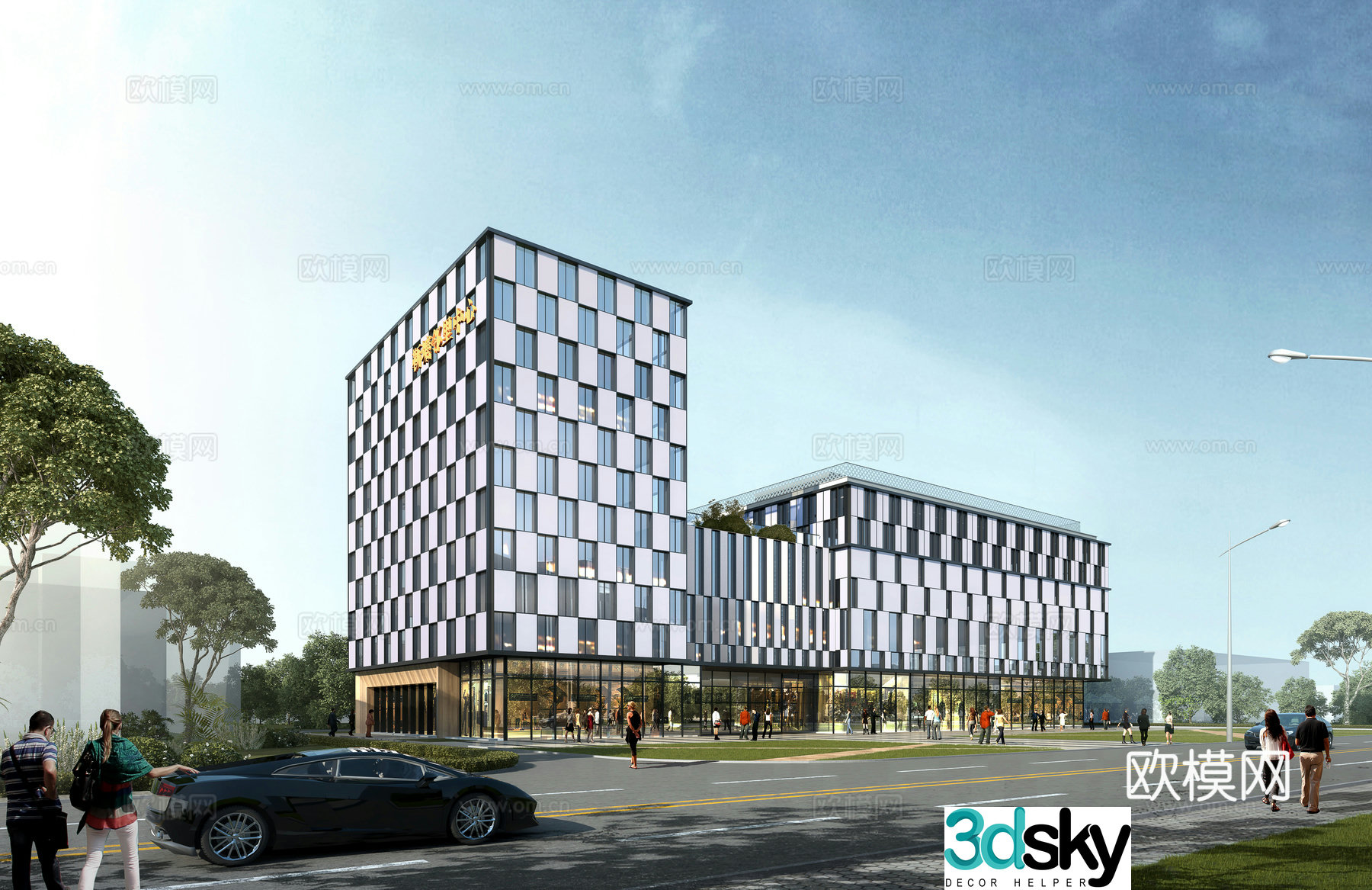 Community office building appearance 3D model