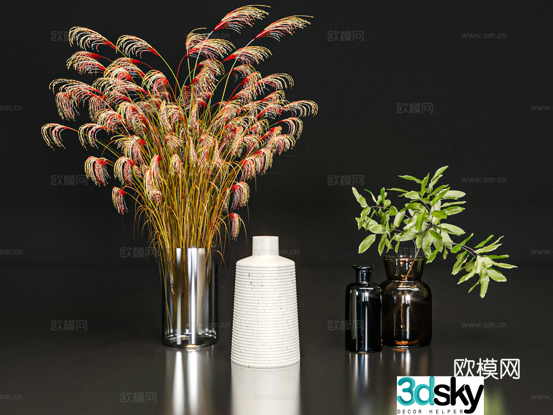 Vase floral arrangement flower arrangement ornaments 3d model