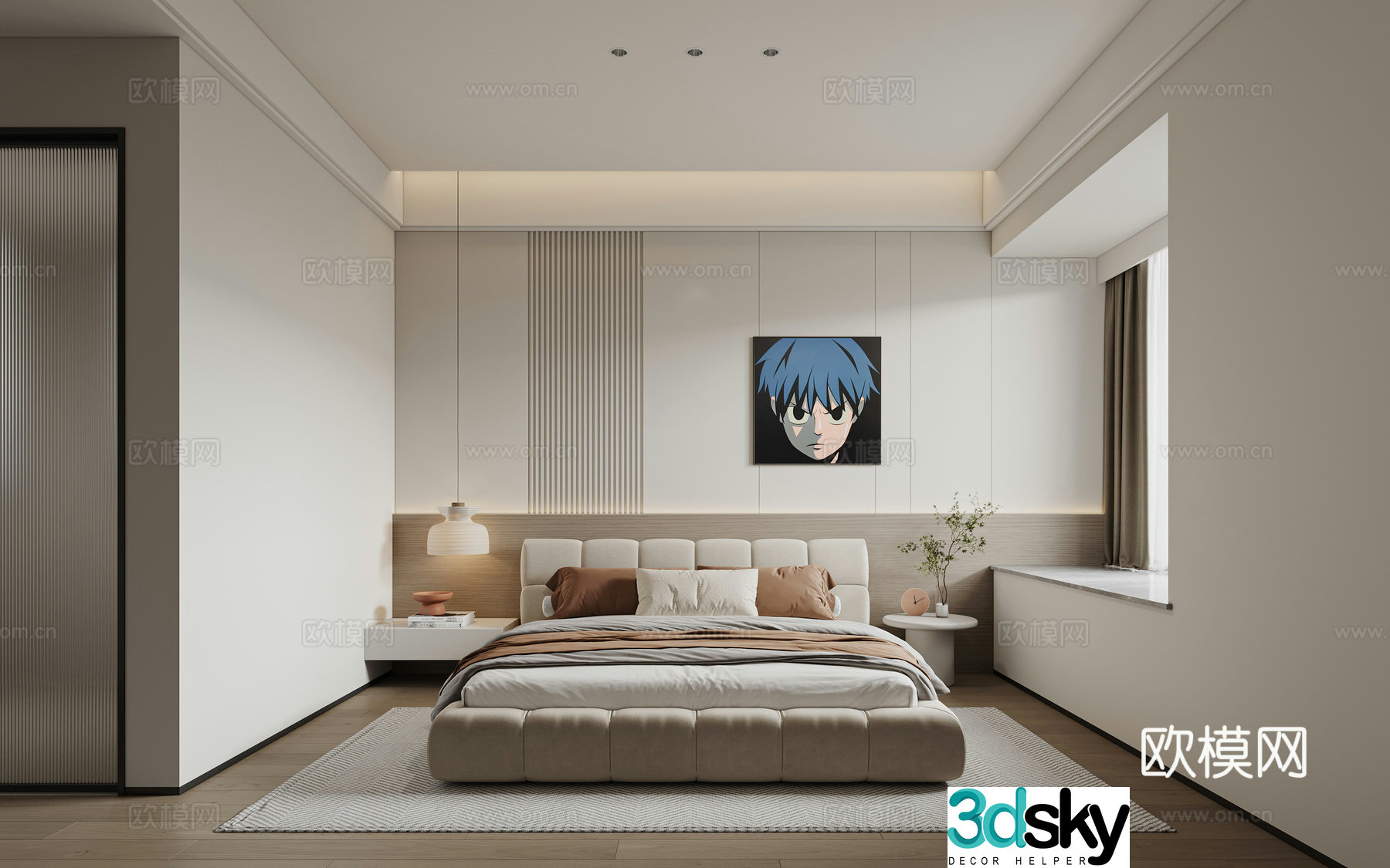 Cream style bedroom second bedroom boy’s room 3D model