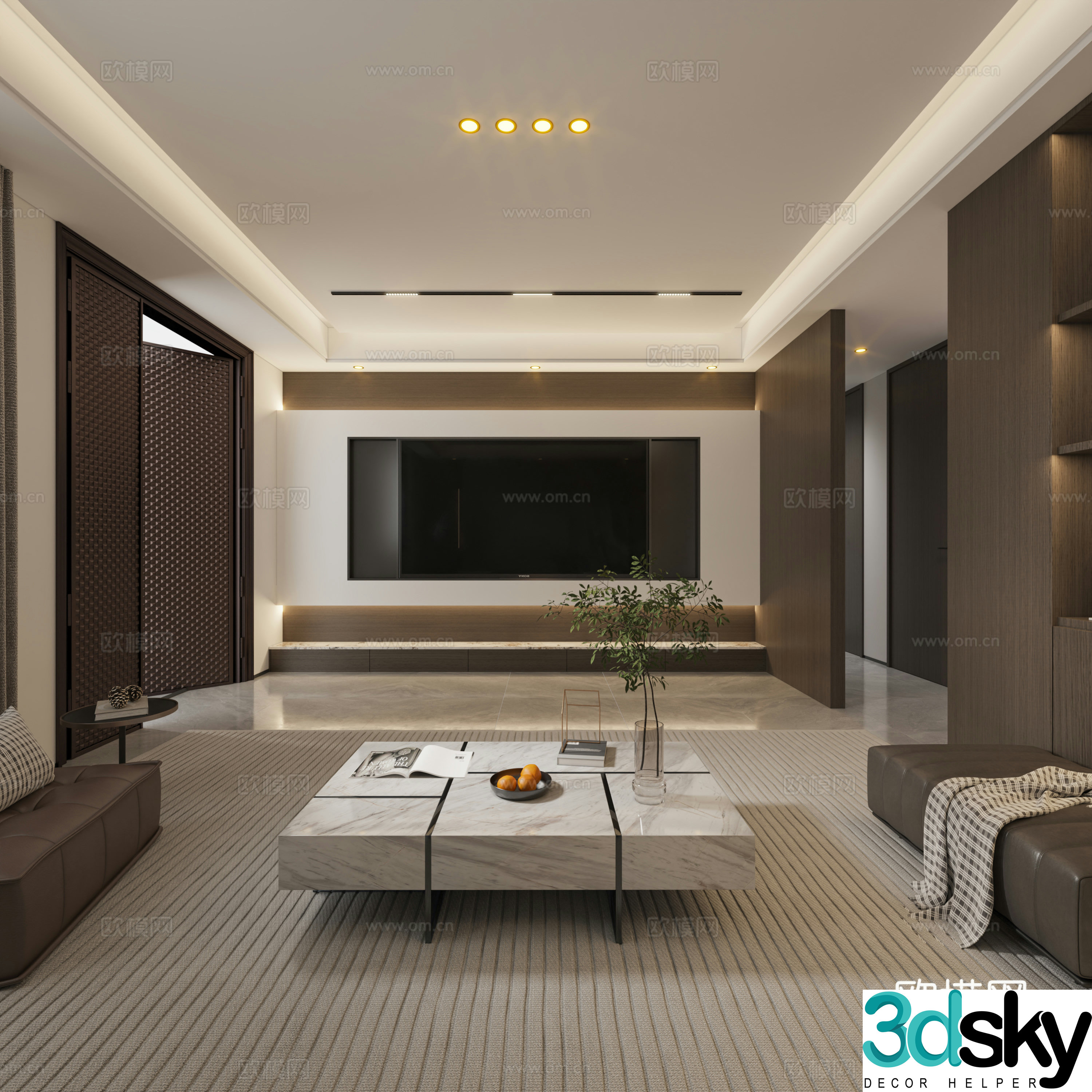 Modern minimalist living room 3d model