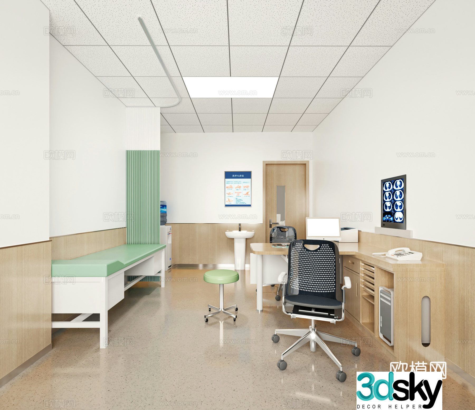 Modern clinic doctor’s office examination room school doctor’s room 3d model