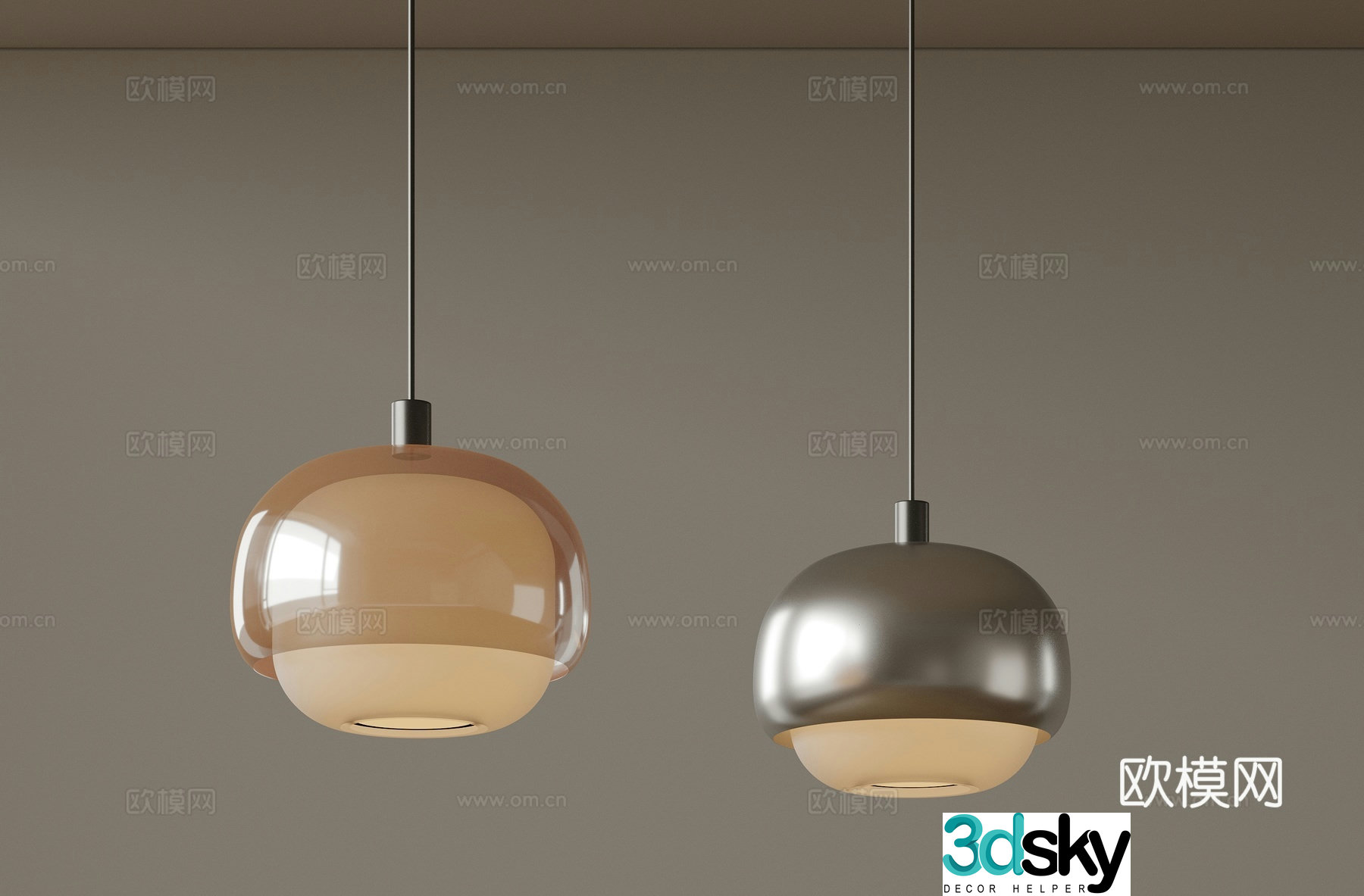 Modern bedside chandelier single head chandelier 3d model