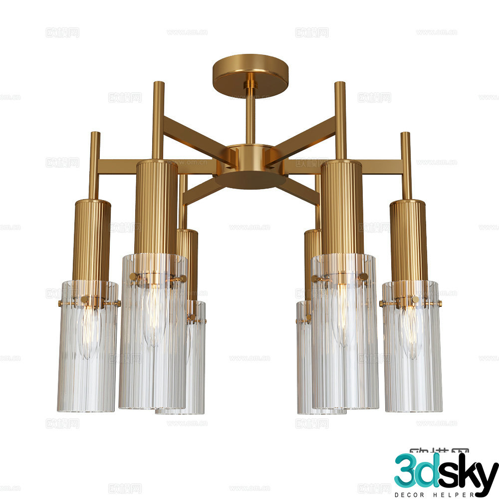 Light luxury multi-head chandelier 3D model