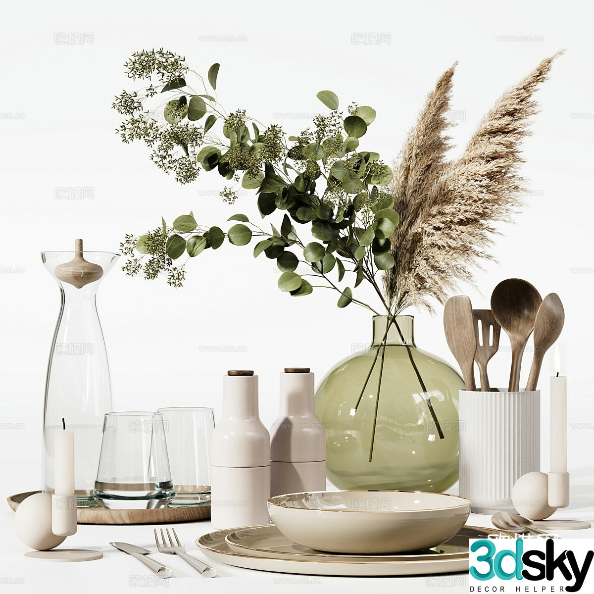 Modern tableware display vase dinner plate 3d model