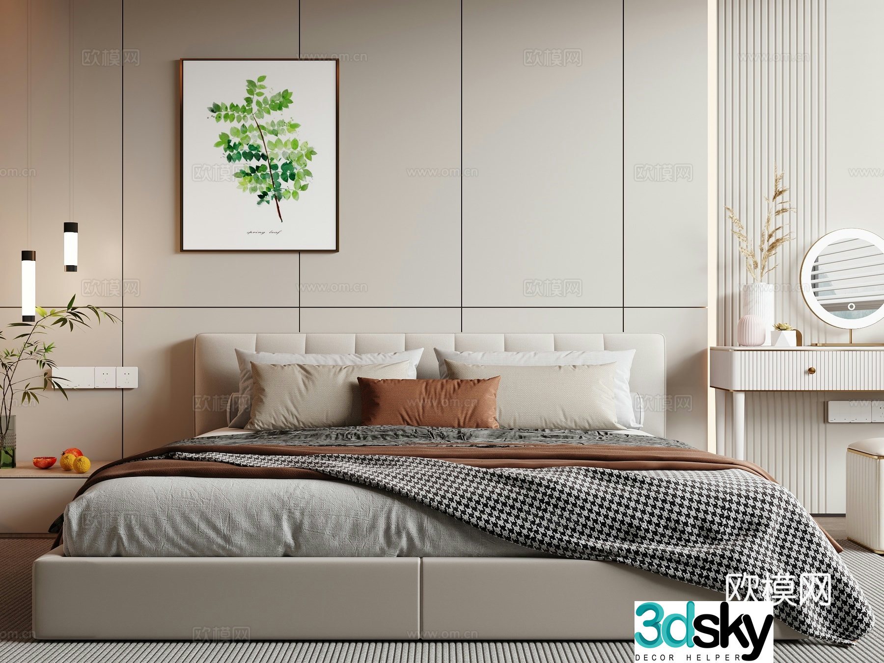Modern double bed 3d model