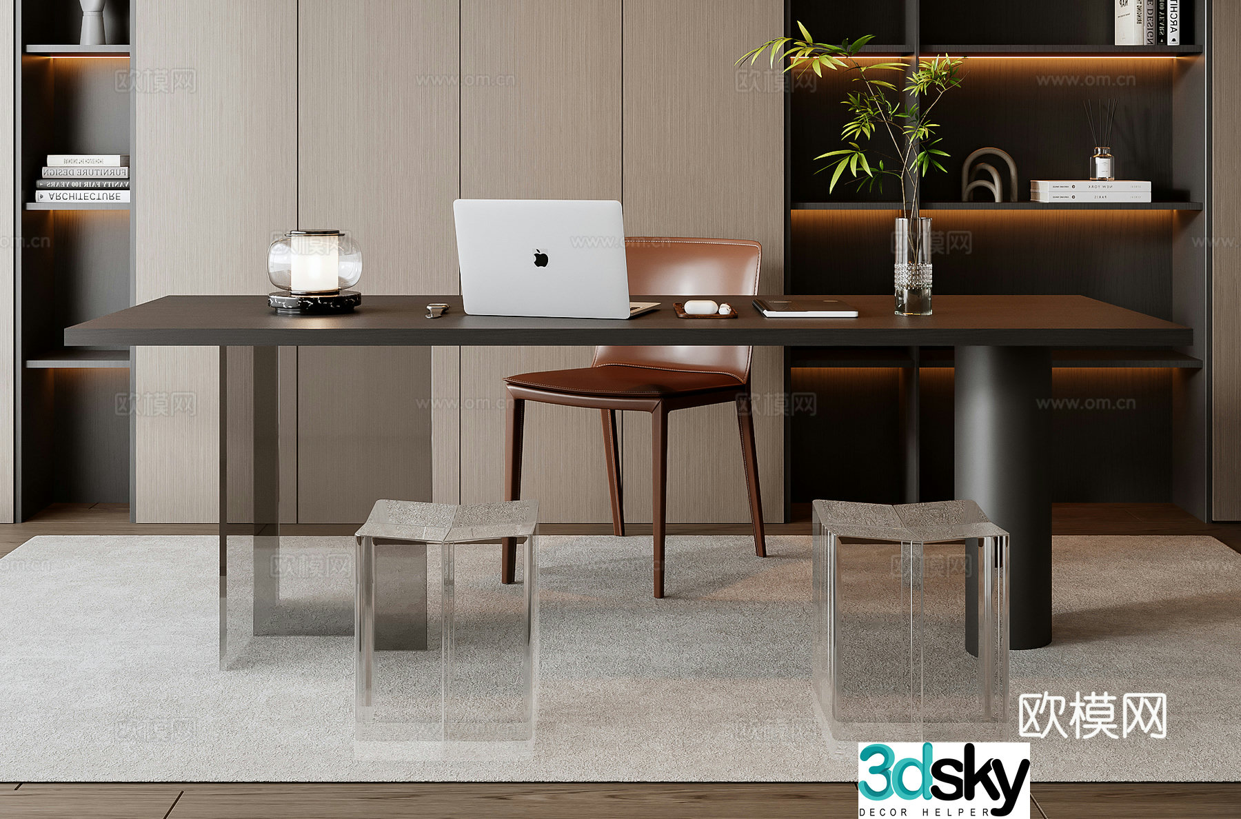 Italian desk and chair 3d model
