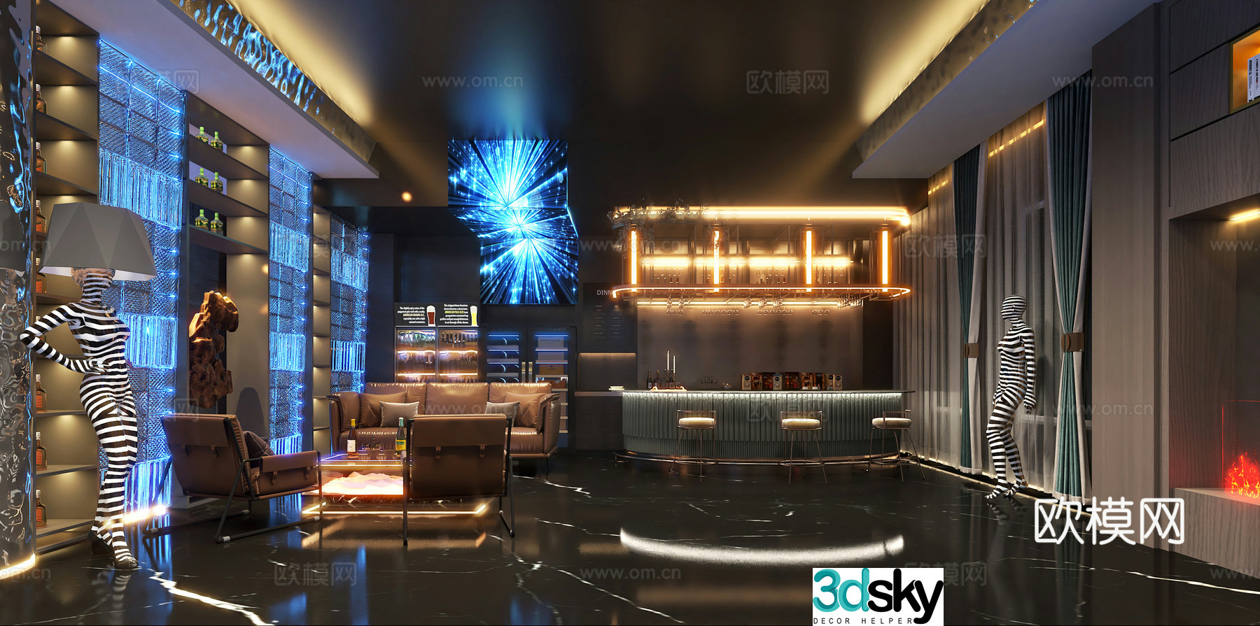 Bath center foot massage pavilion foot bath lobby 3D model