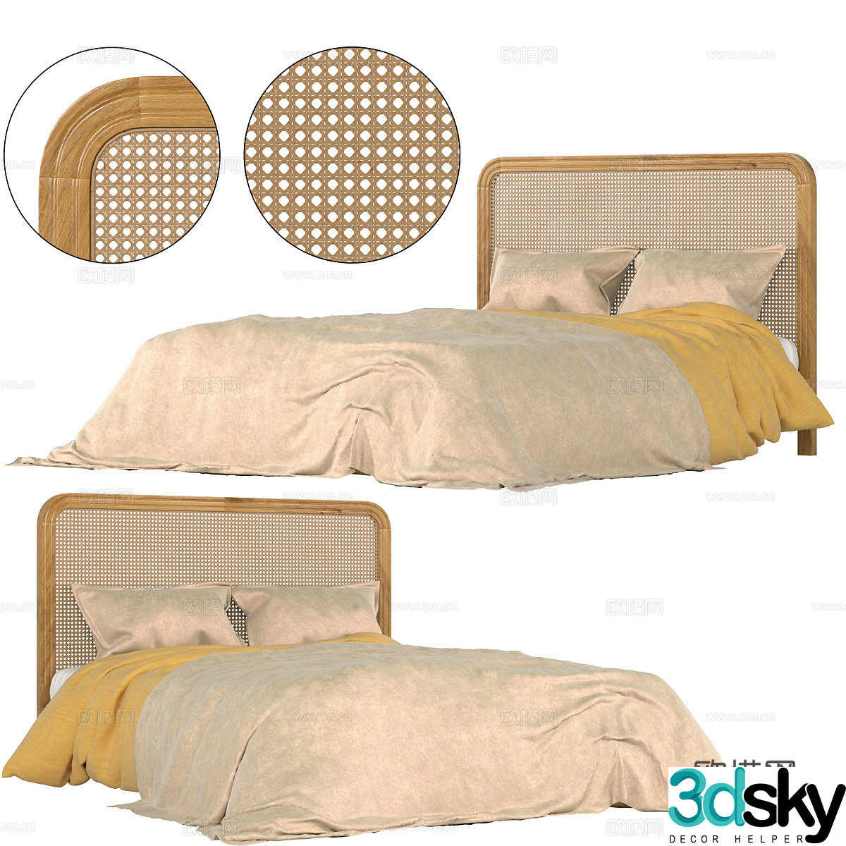 Wabi-sabi double bed 3d model