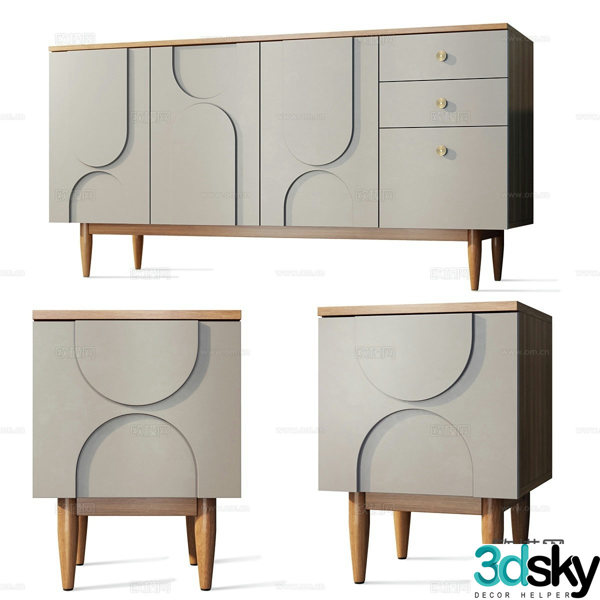 Nordic porch cabinet side cabinet 3D model