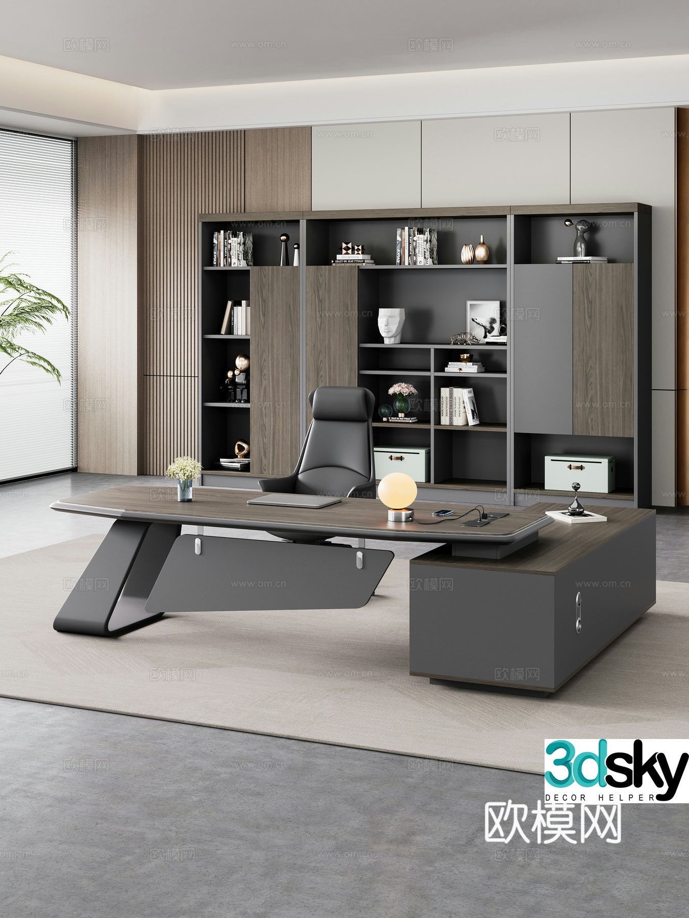 Modern boss desk manager desk executive desk desk desk 3d model