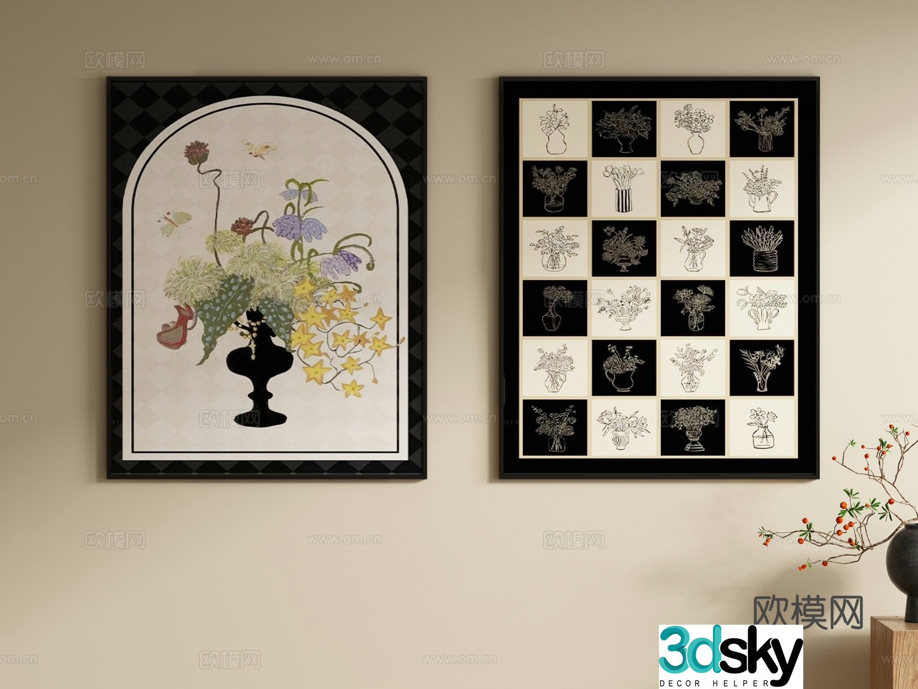 French decorative painting retro painting hanging painting 3D model