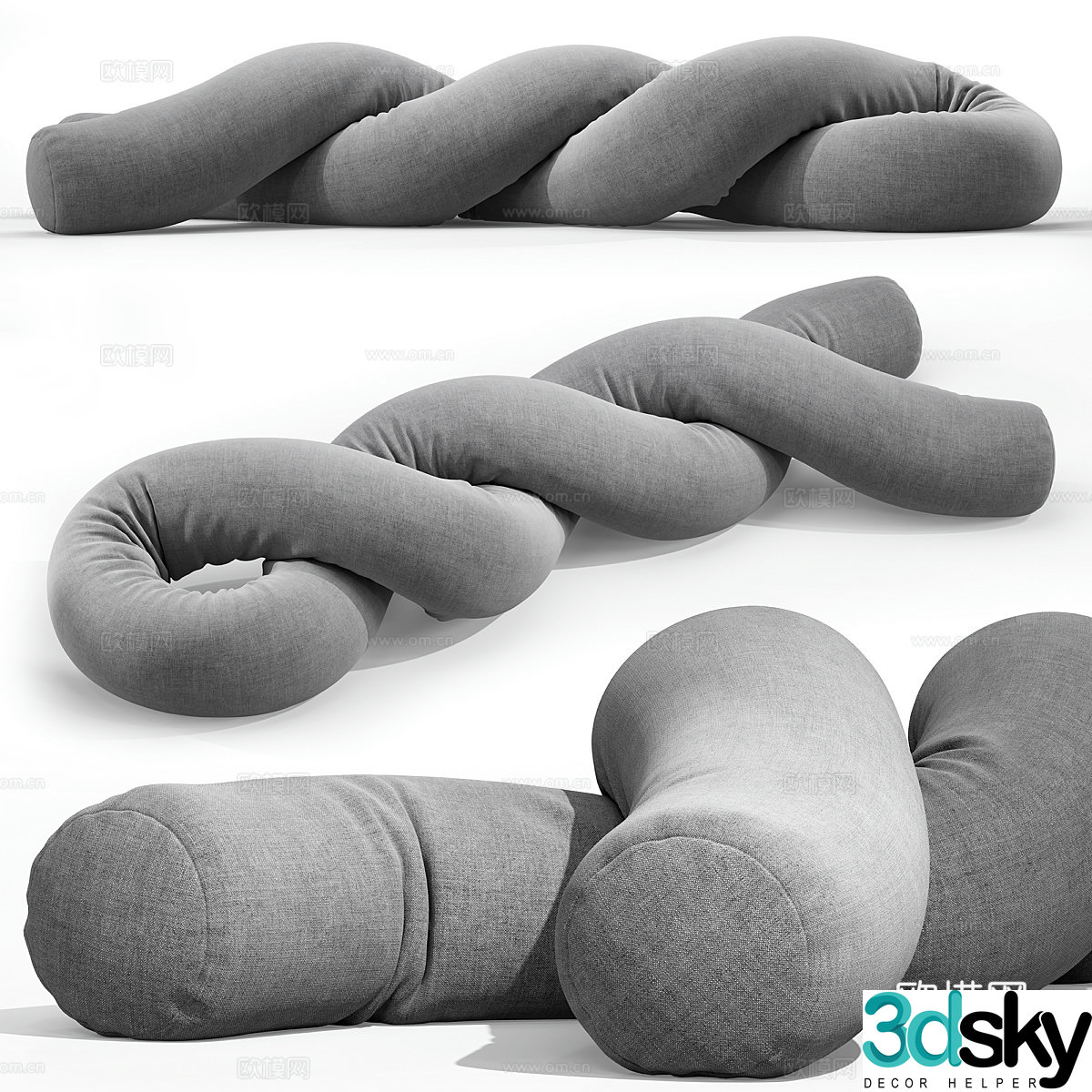 Modern special-shaped sofa twisted twist sofa 3d model