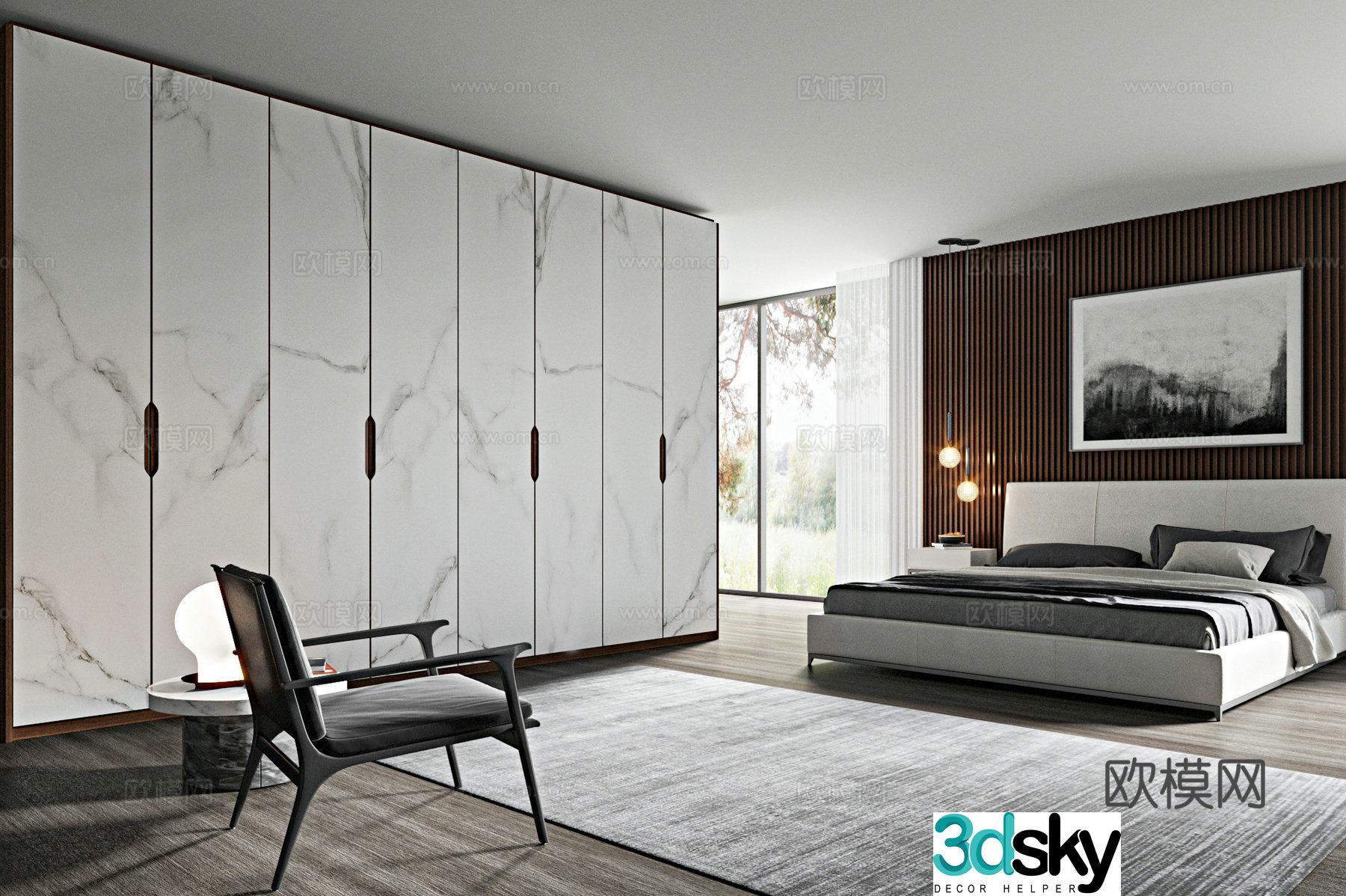 Modern open bedroom 3d model