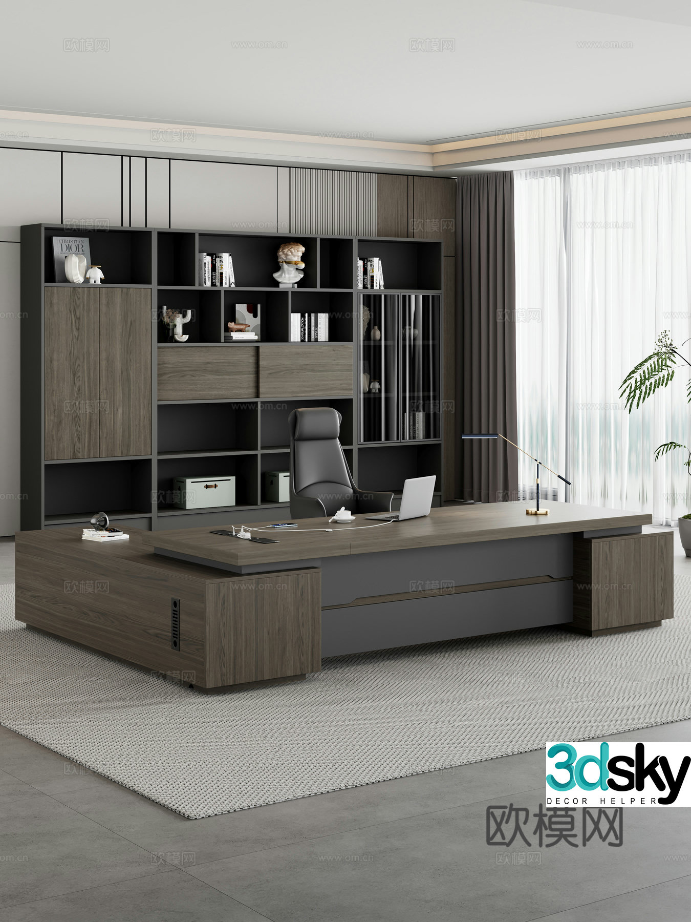 Modern boss table manager table desk table office desk and chair 3D model