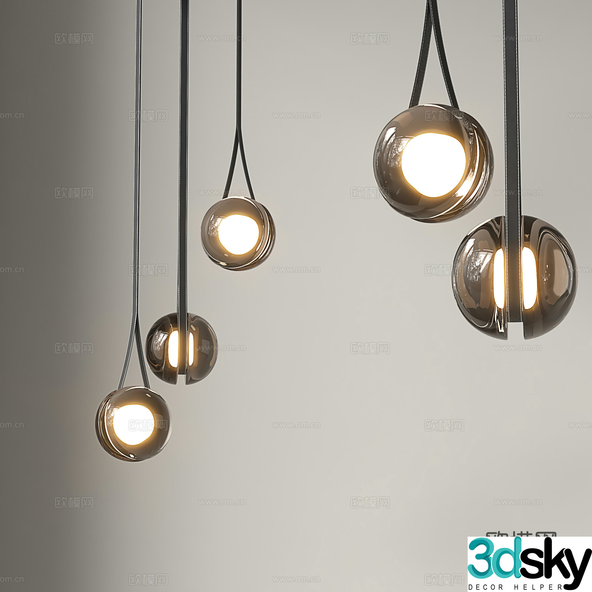 Modern glass chandelier 3d model
